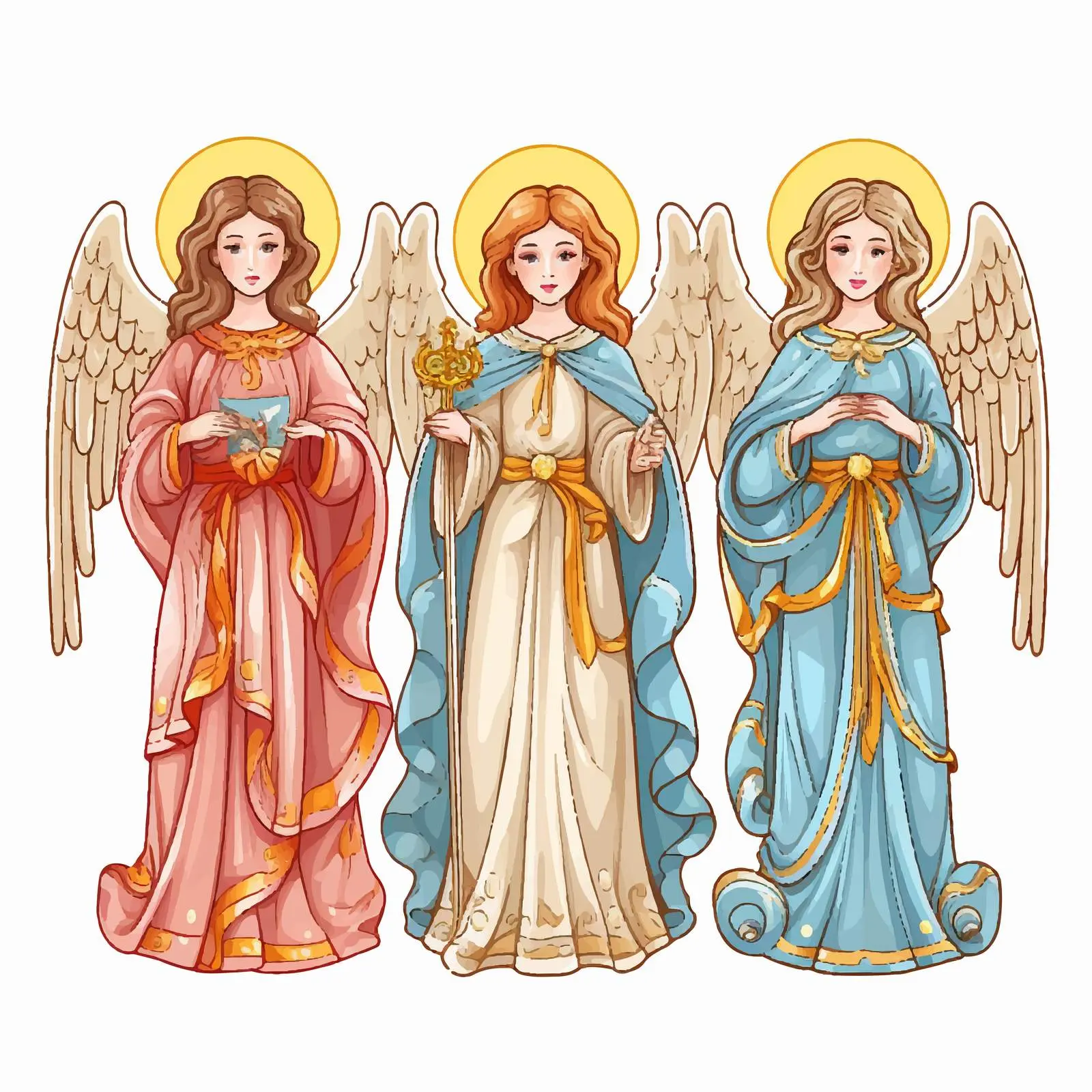 Cartoon Angels in Byzantine Style Vector Illustration – free illustration design image from Dotvec