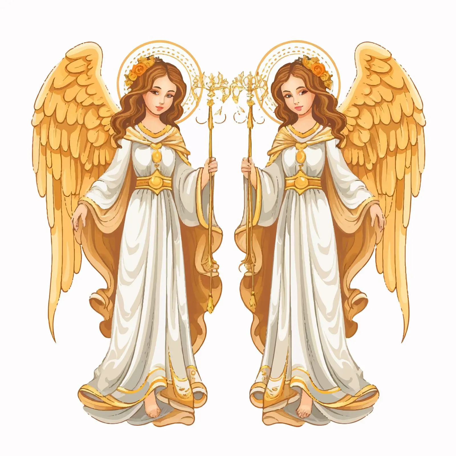 Byzantine Style Angel Illustration on White Background — free download from Dotvec