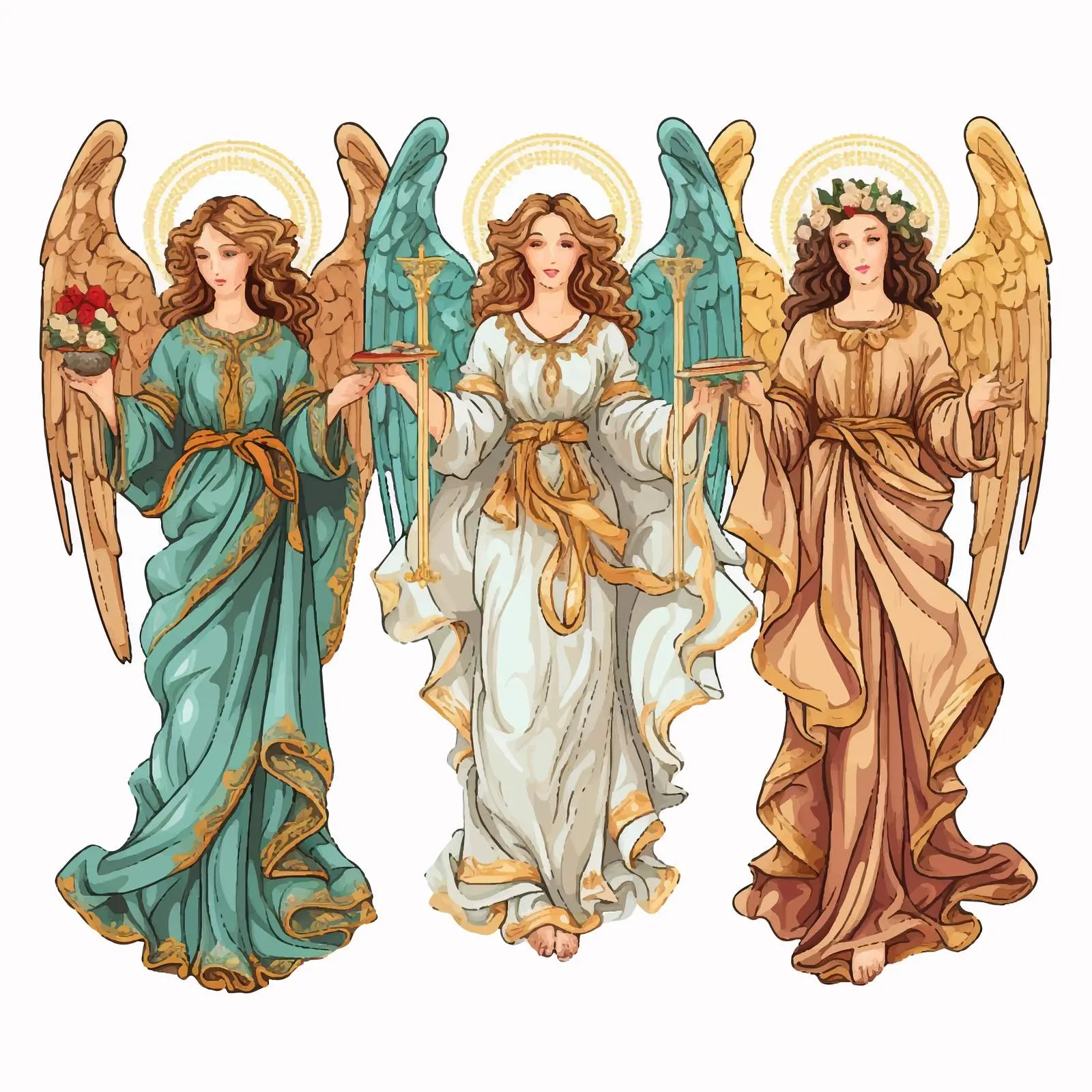 Byzantine Style Angel Illustration on White Background – free artistic icon image from Dotvec