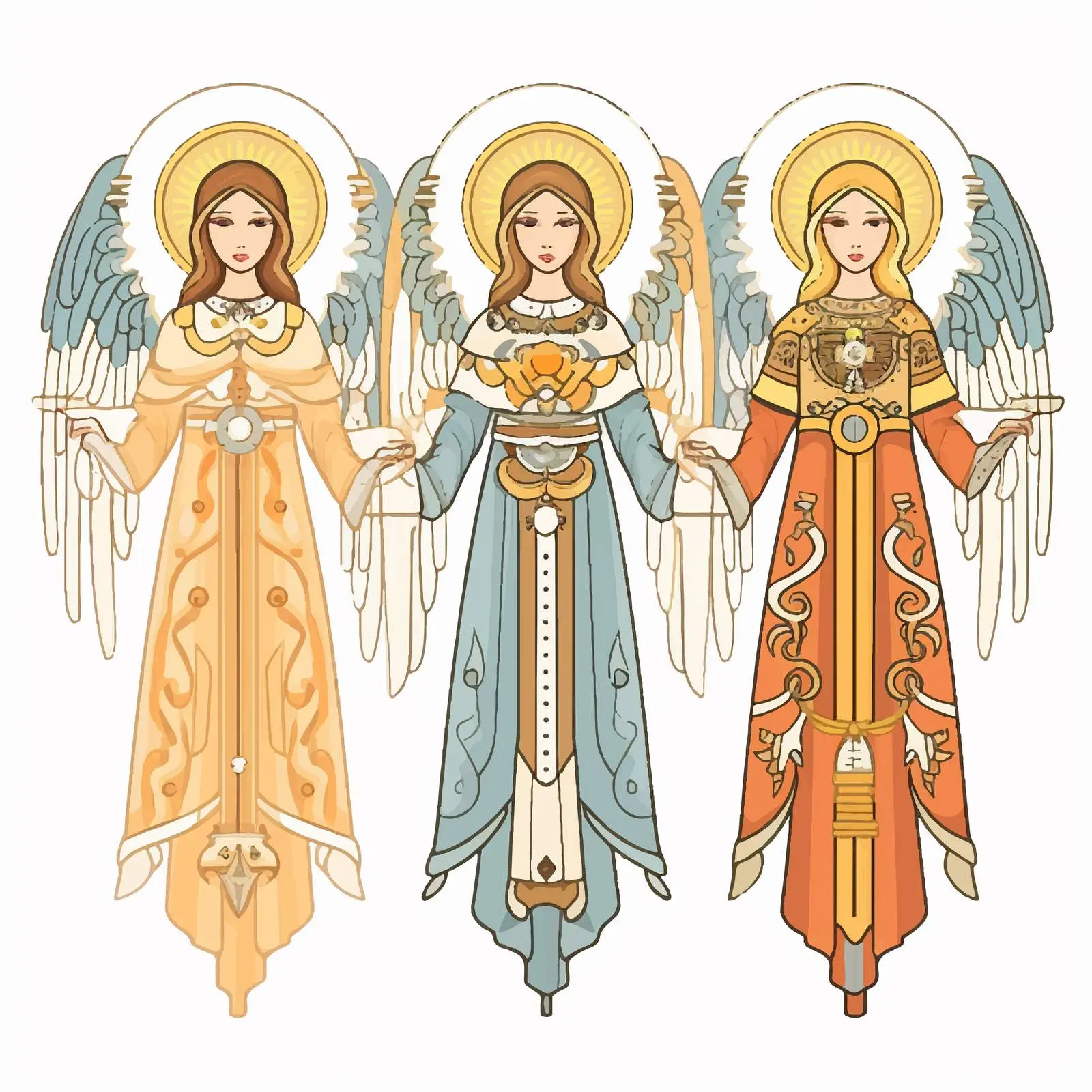 Byzantine Style Angel Illustration on White Background – free illustration design image from Dotvec