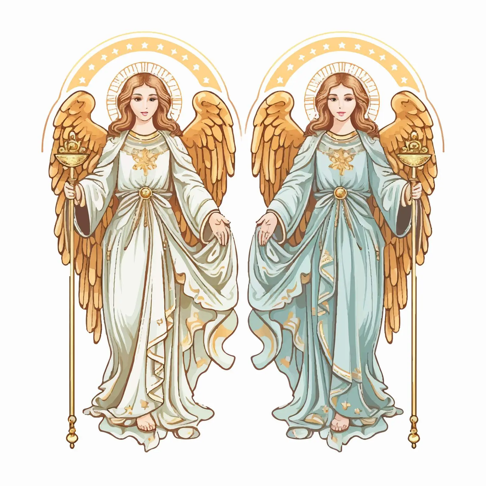 Byzantine Style Angel Illustration on White Background — free download from Dotvec