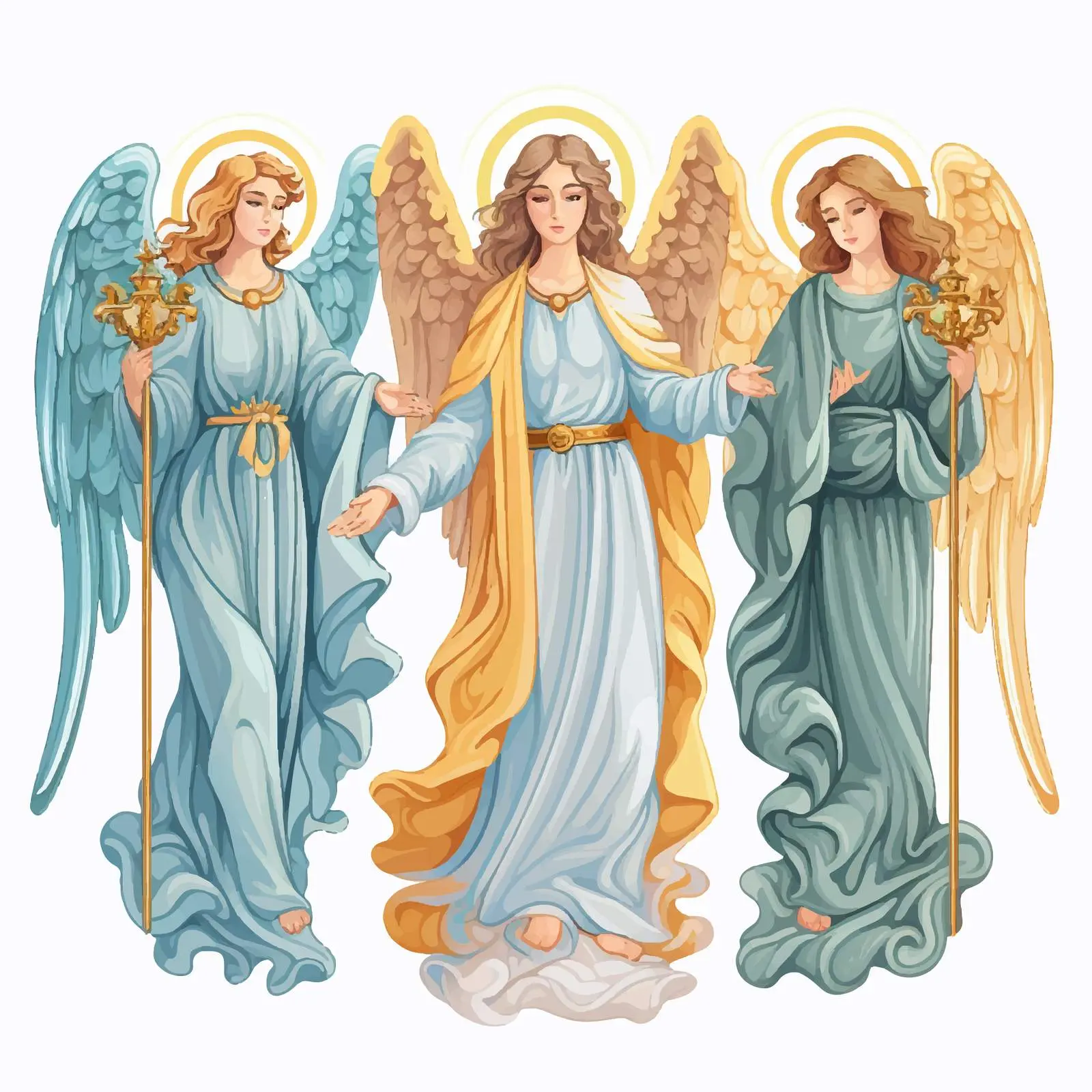 Byzantine Style Angel Illustration on White Background – free religious vector image from Dotvec