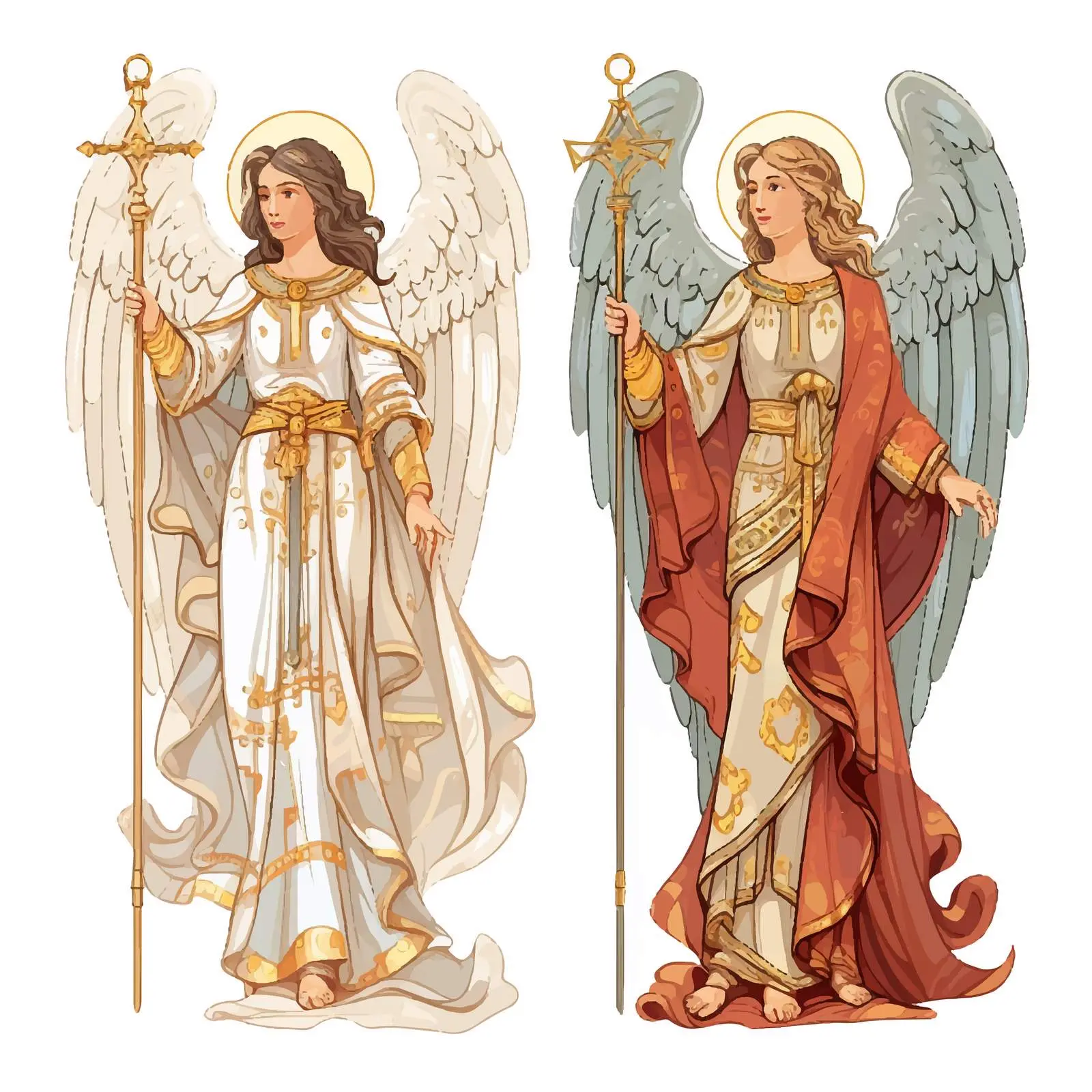 Byzantine Style Angel Illustration on White Background – free religious vector image from Dotvec