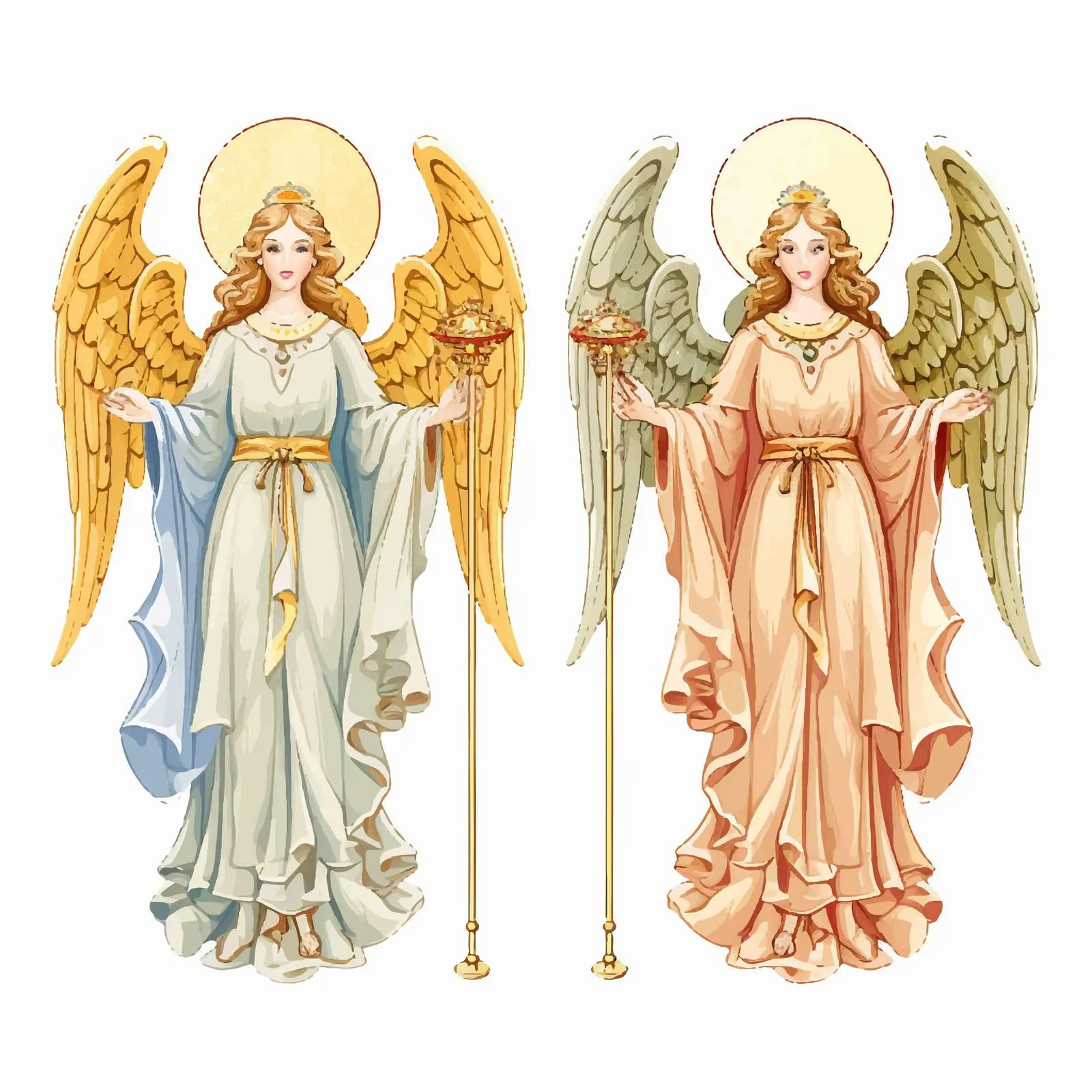 Byzantine Style Angel Illustration on White Background – free isolated illustration image from Dotvec