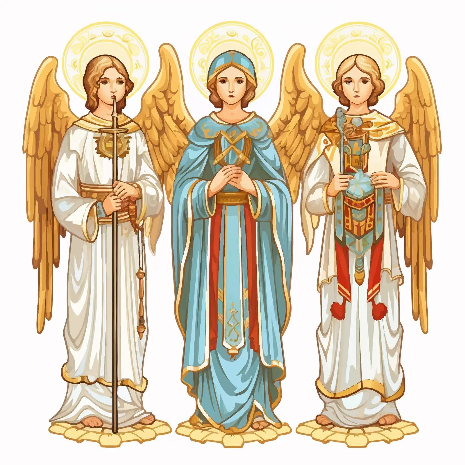 Byzantine Style Angel Illustration on White Background — free download from Dotvec
