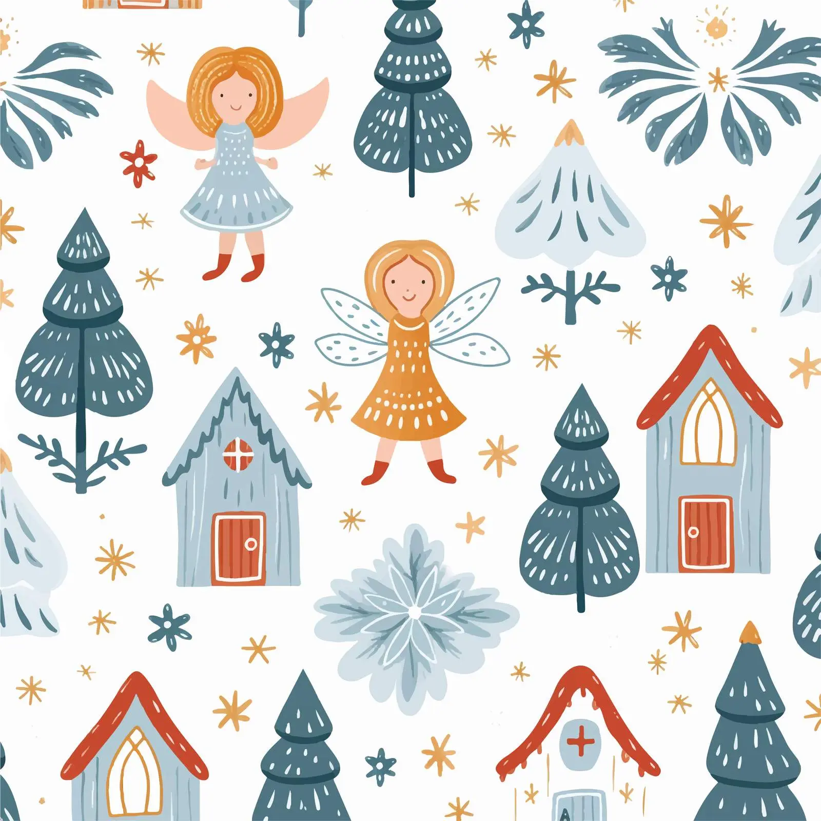 Scandinavian Wooden Toys and Snowflake Decor — free download from Dotvec
