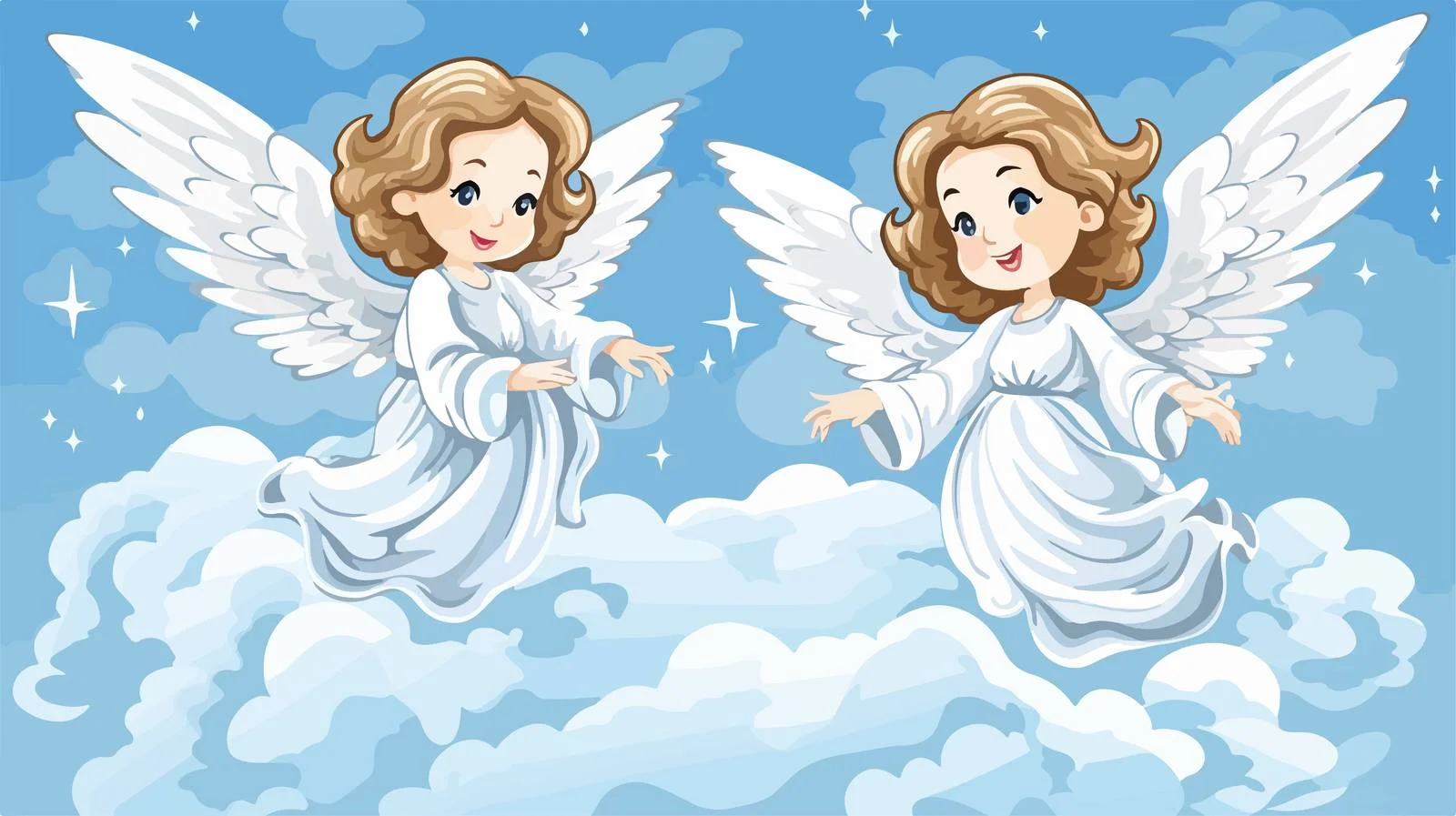 Heavenly Cartoon Angels Illustration — free download from Dotvec