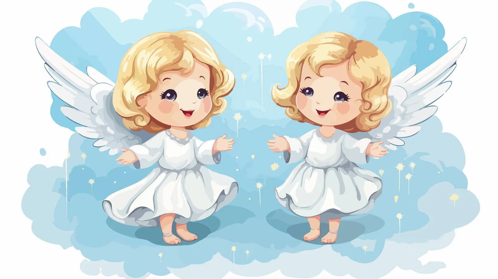 Heavenly Angels Cartoon Illustration — free download from Dotvec