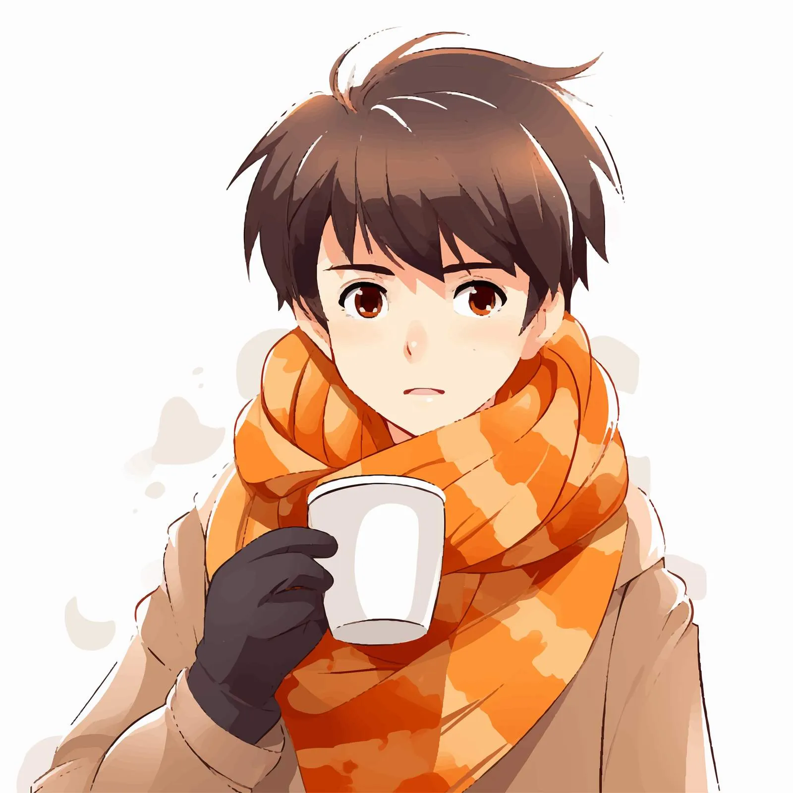 Angry Anime Boy Enjoying Tea or Coffee — free download from Dotvec