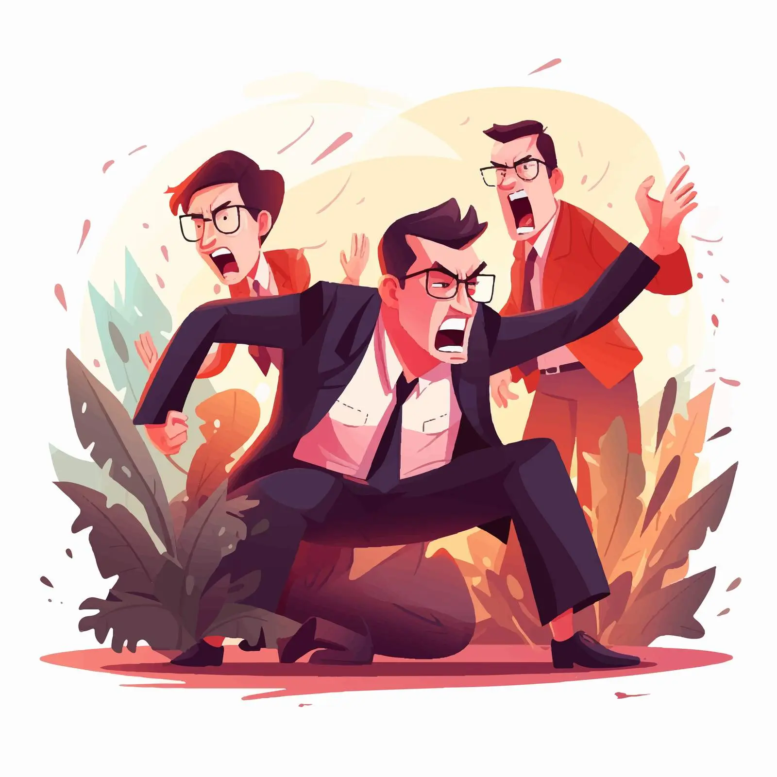 Calming an Angry Boss: Employee Interaction Scene — free download from Dotvec