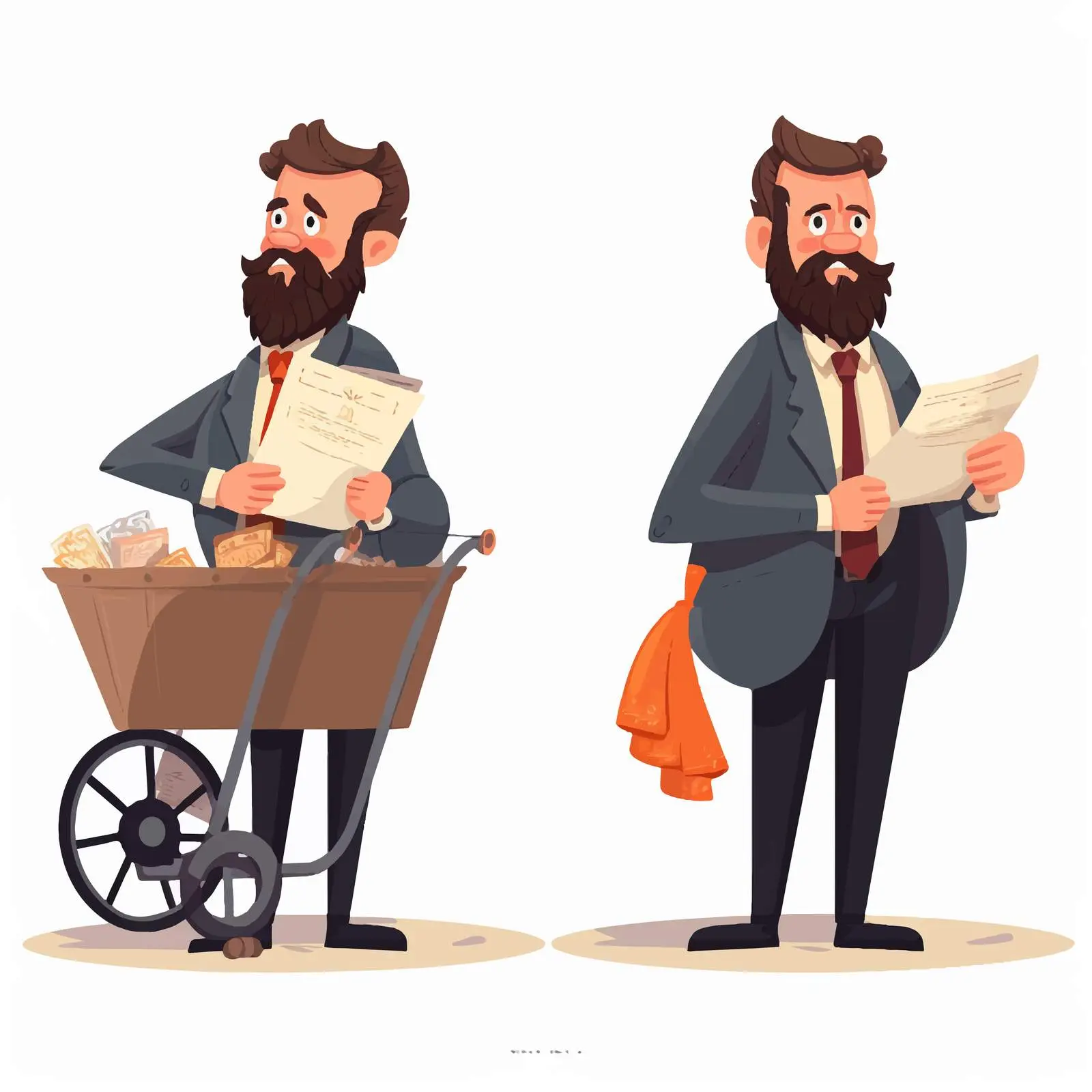 Angry Bearded Man in Formal Suit Vector — free download from Dotvec