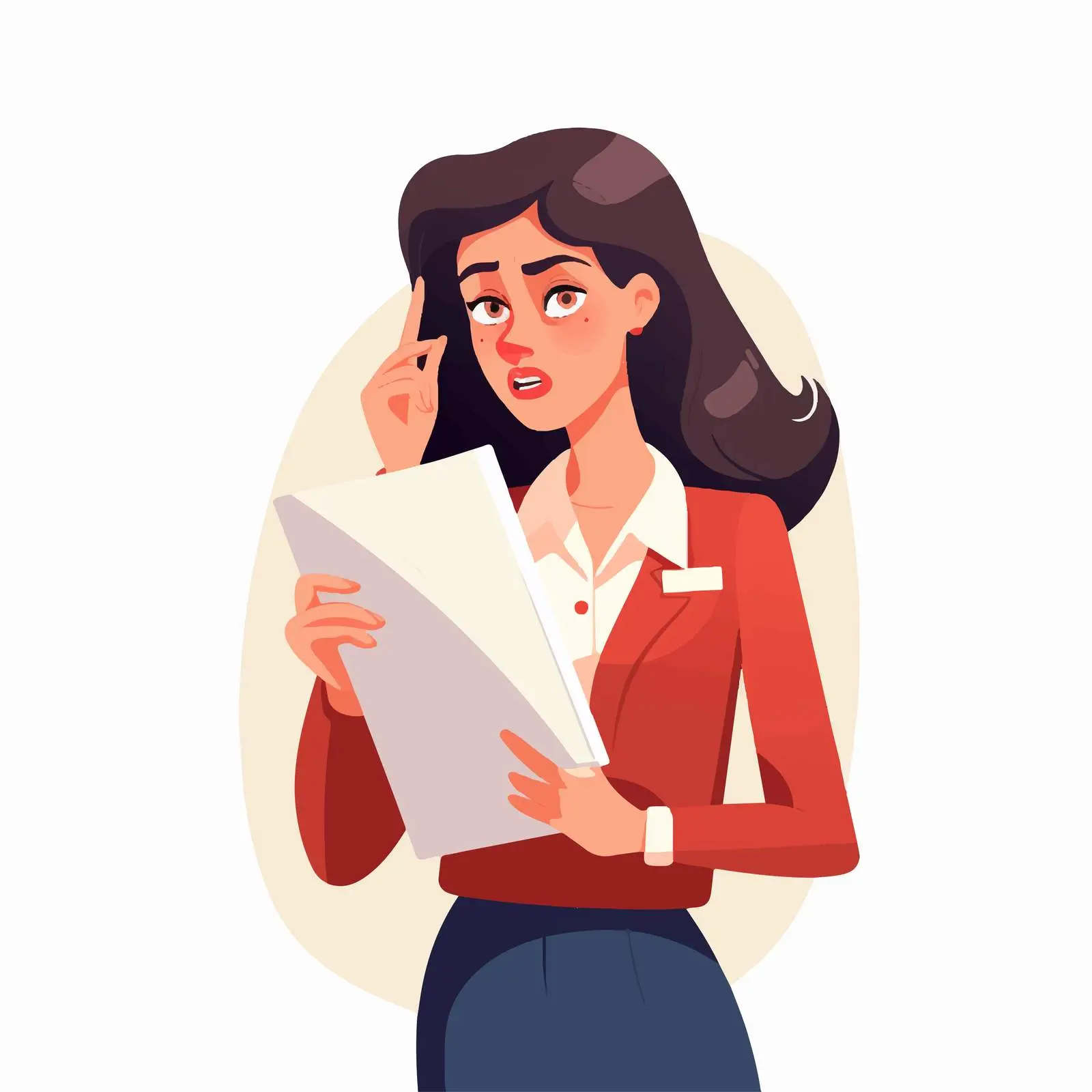 Nervous Businesswoman Holding Clipboard Vector — free download from Dotvec