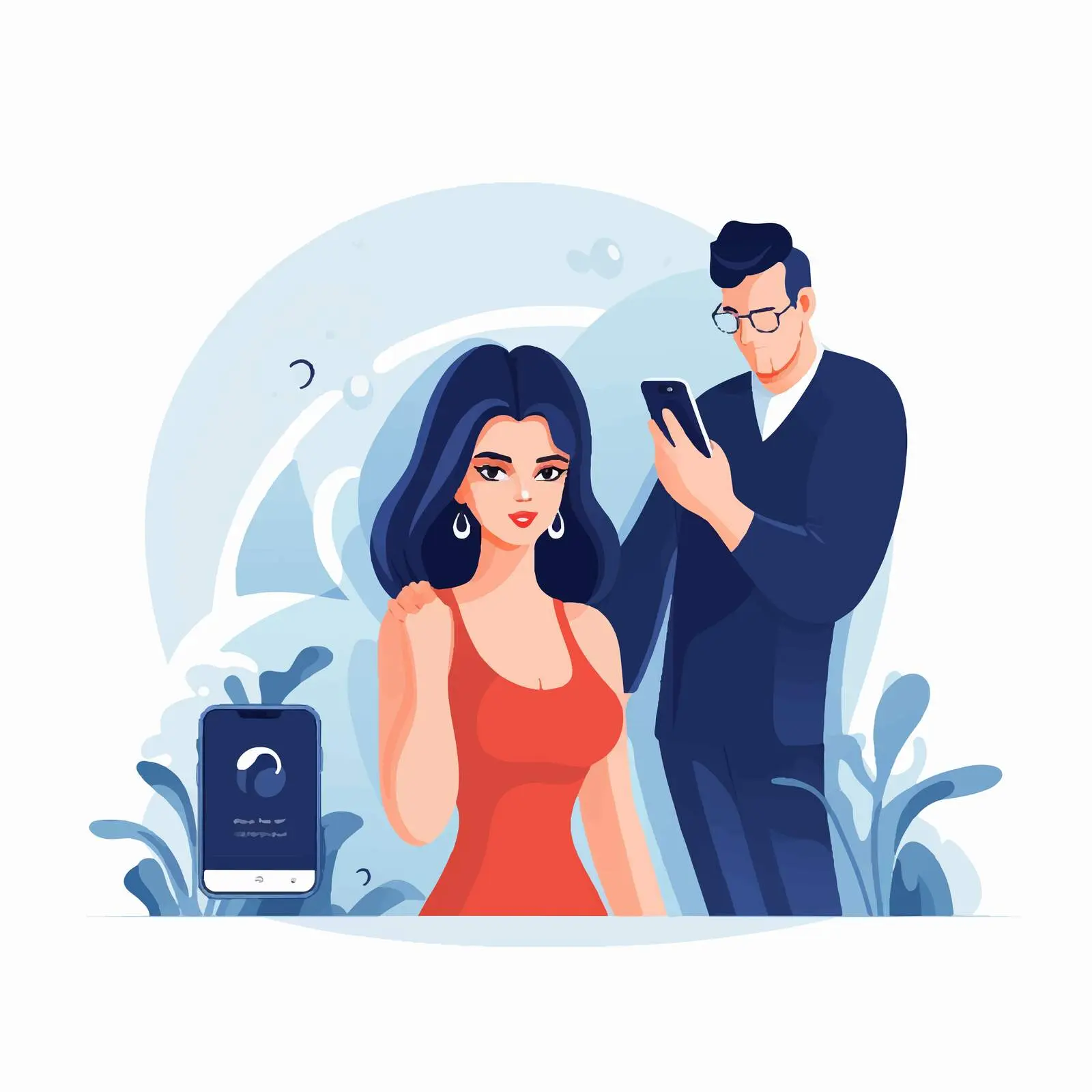 Jealous Woman Spying on Husband's Phone – free privacy image from Dotvec