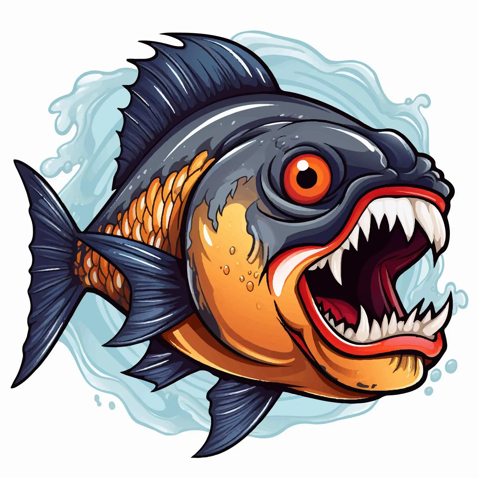 Angry Piranha Fish Cartoon Vector Illustration — free download from Dotvec