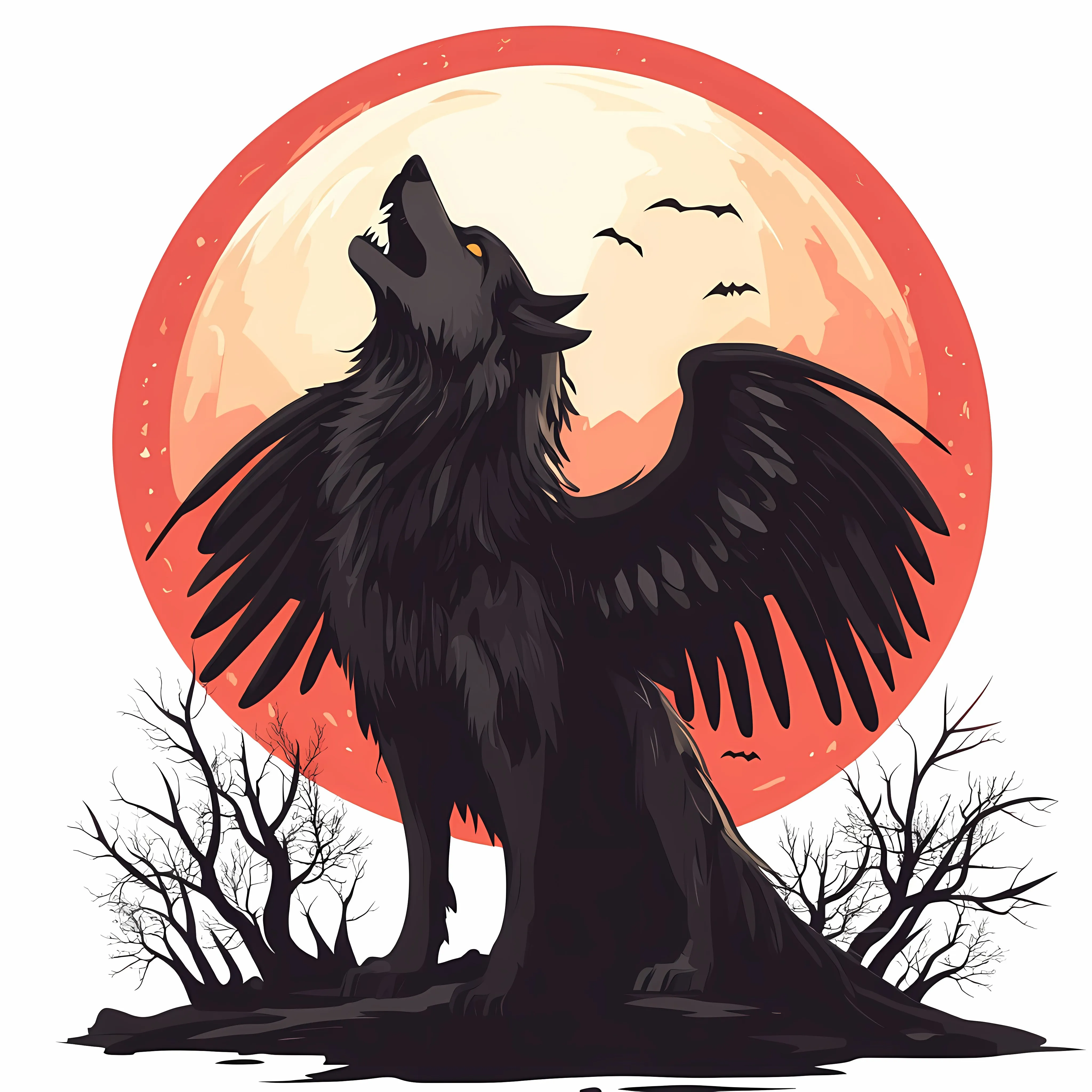 Howling Wolf Under Moonlit Halloween Night — free download from Dotvec