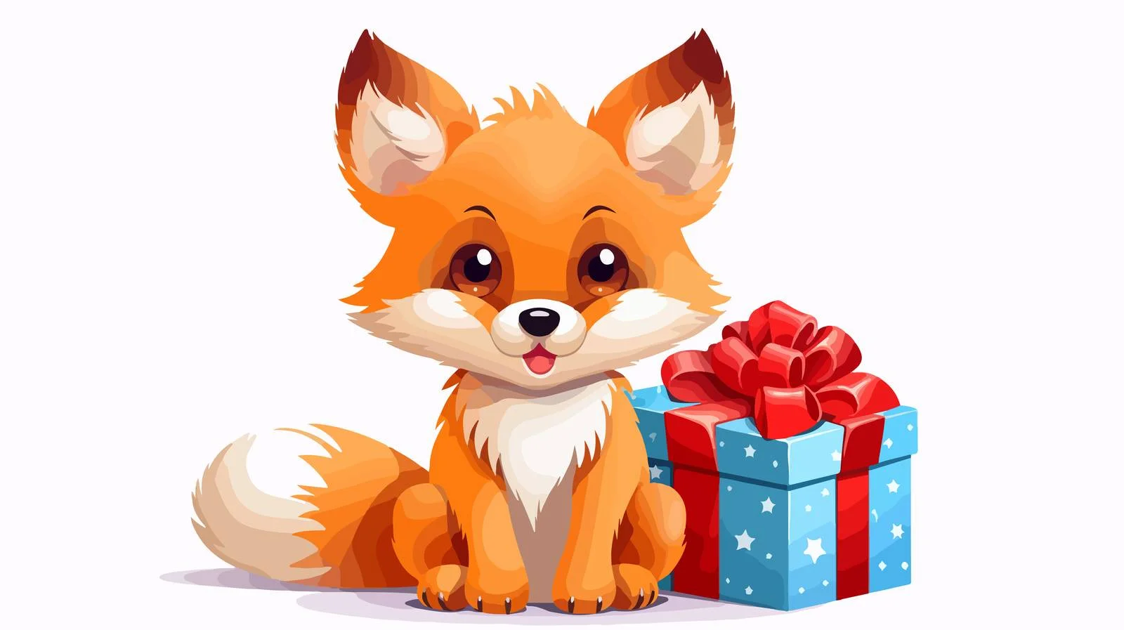Festive Fox Gift Vector Illustration — free download from Dotvec