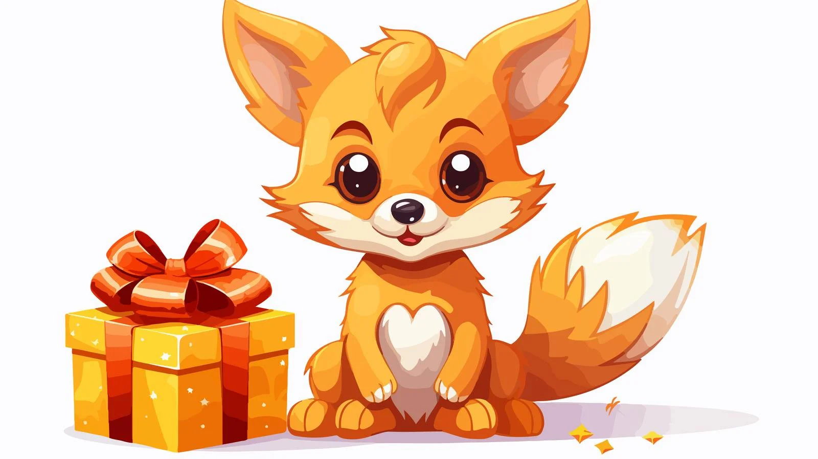 Furious Fox with Gift Cartoon Vector — free download from Dotvec