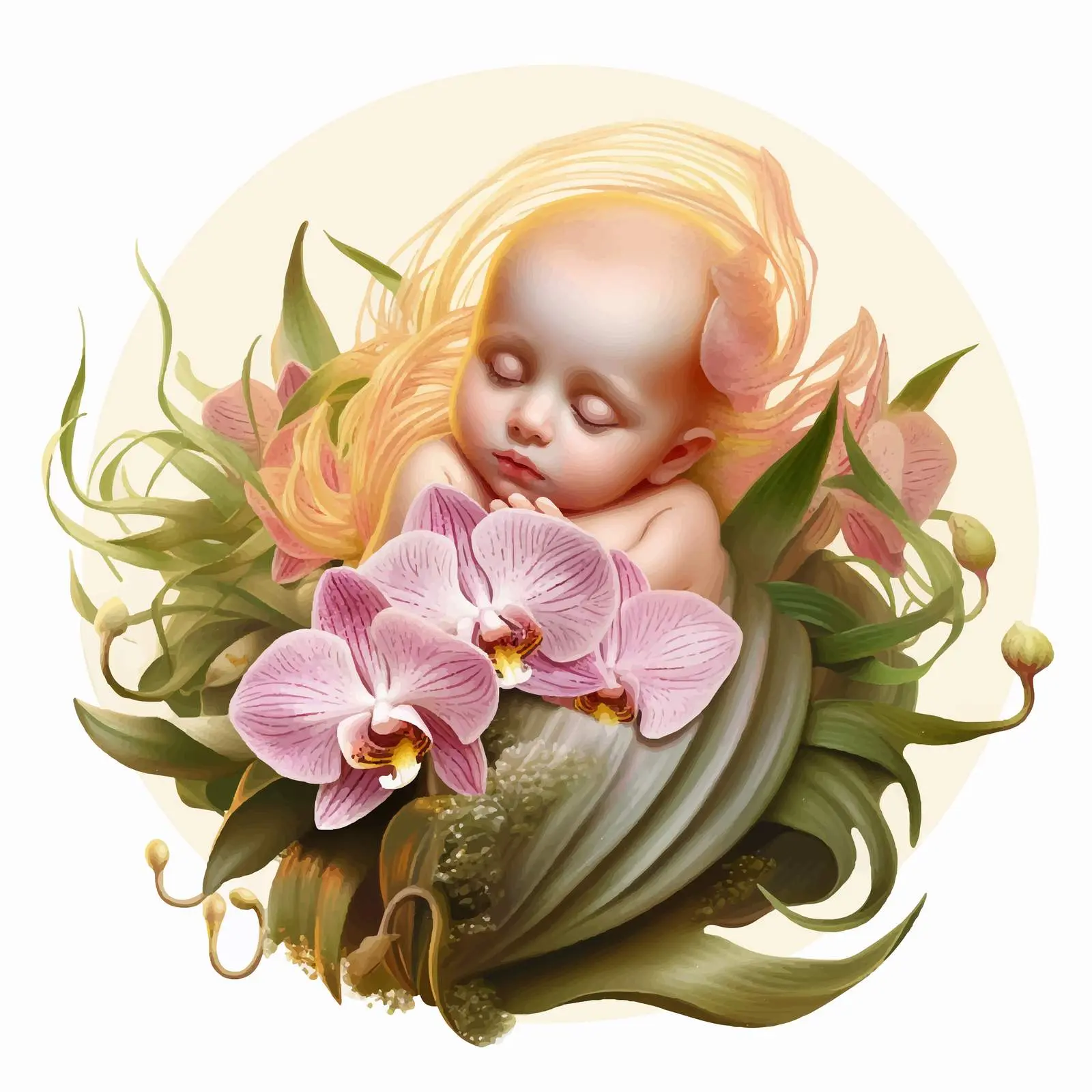 Anguloa Orchid: The Venus Sleepy Baby — free download from Dotvec