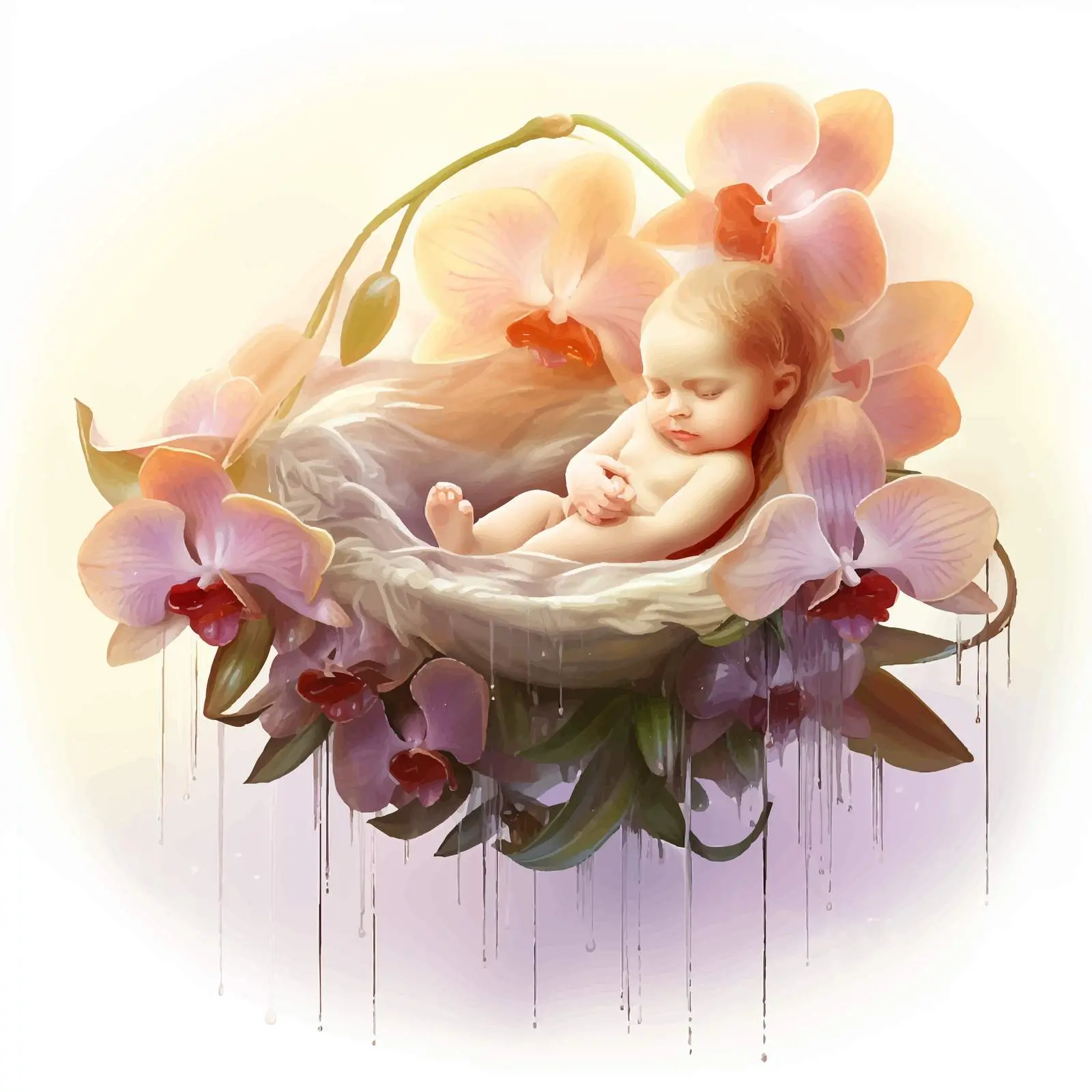 Anguloa Orchid: Venus' Cradle or Sleepy Baby – free floral vectors image from Dotvec