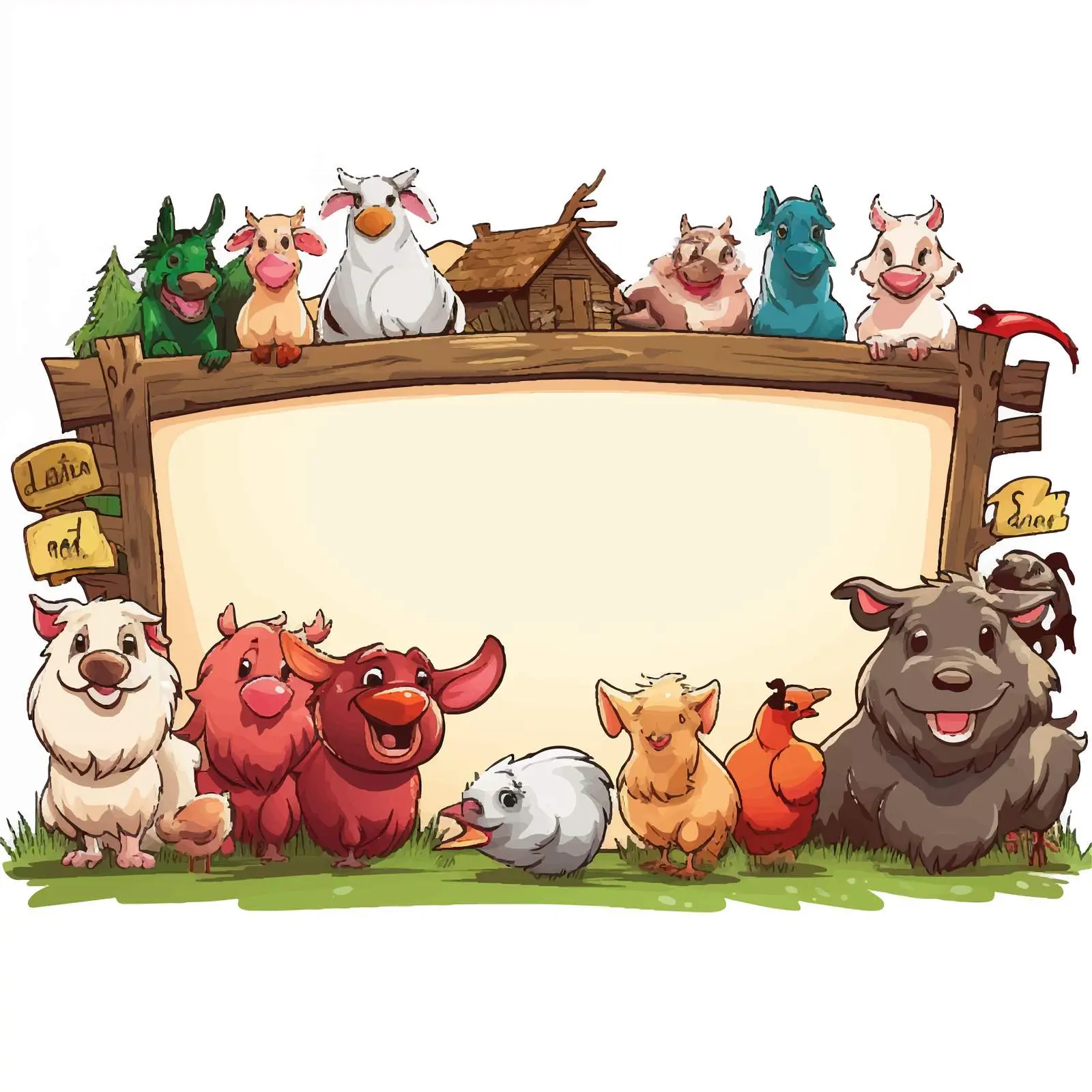 Animal Farm Vector Illustration with Blank Banner — free download from Dotvec