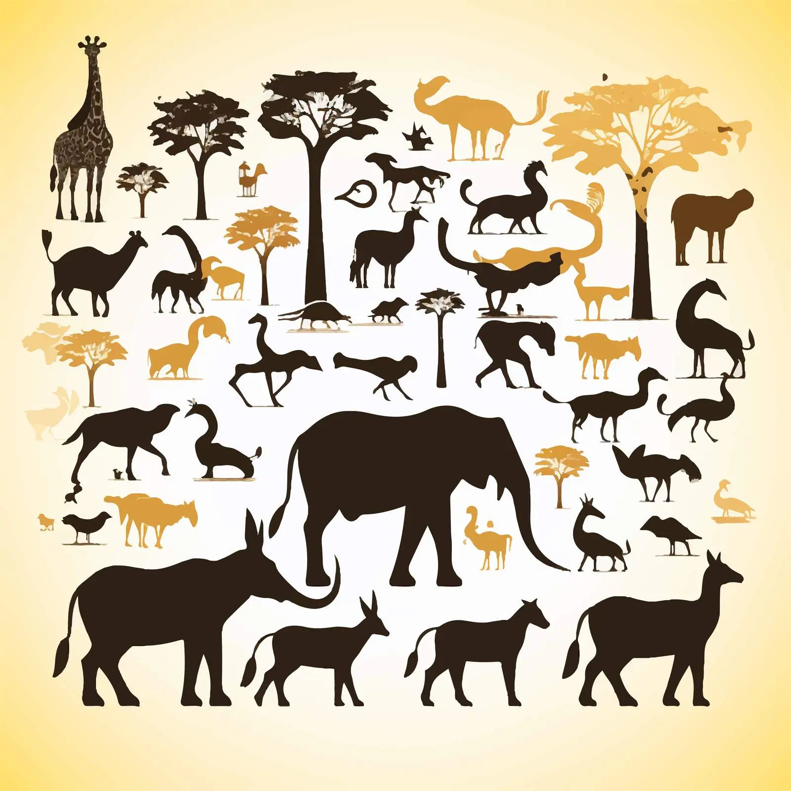 Cartoon Animal with Silhouette Vector Illustration — free download from Dotvec