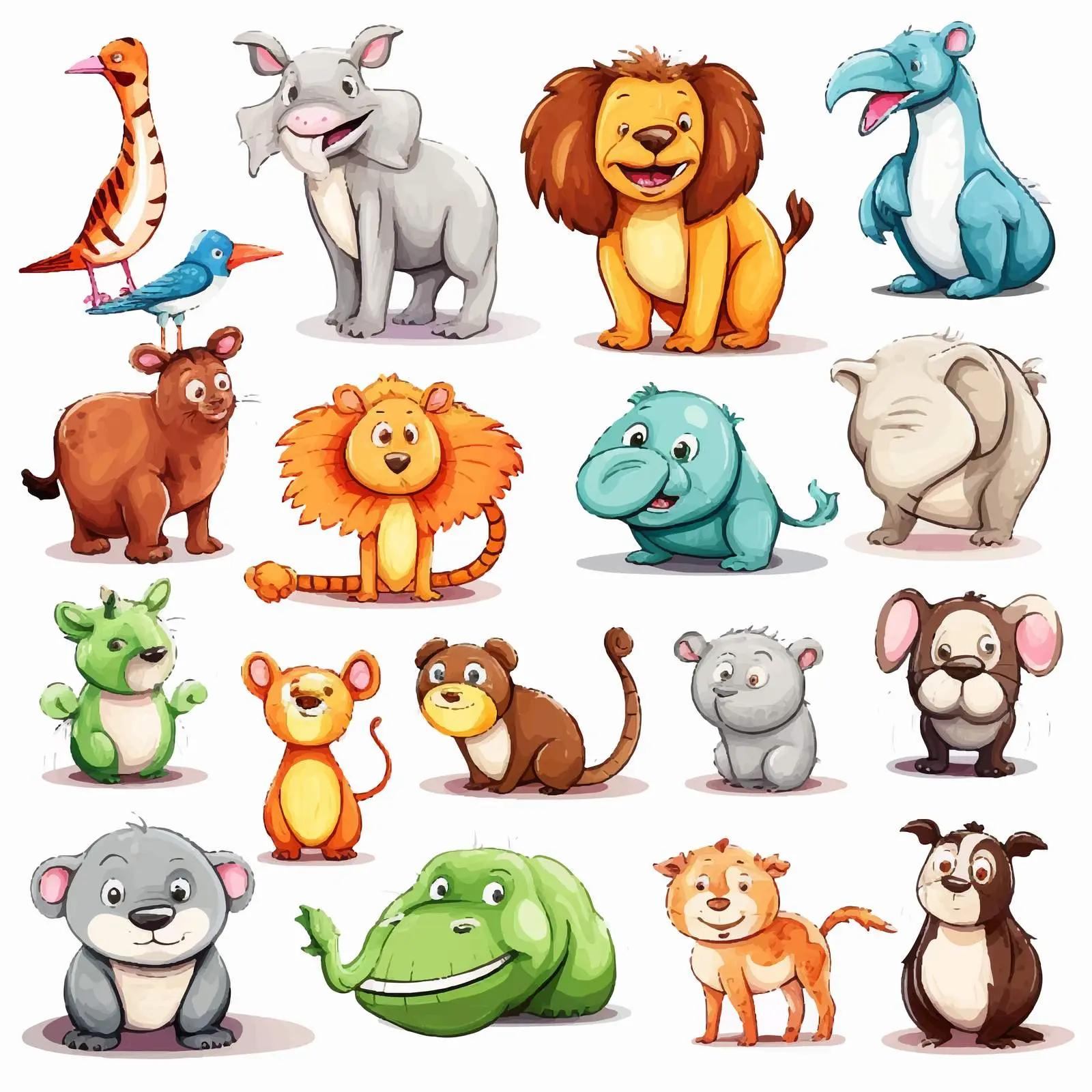 Animals and Objects Vector Illustration on White — free download from Dotvec