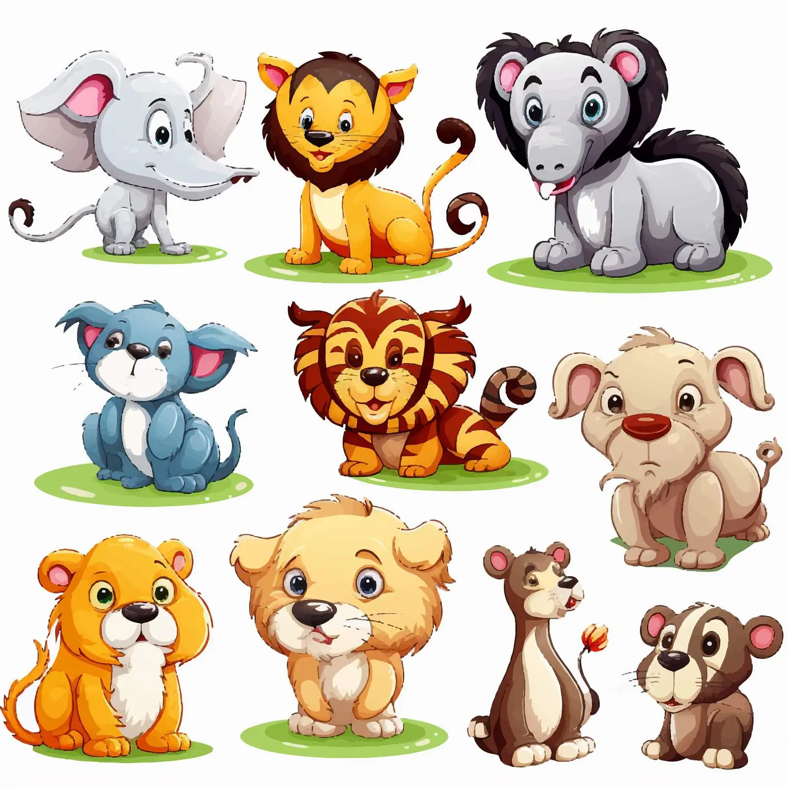 Animals and Objects on White Background Vector — free download from Dotvec