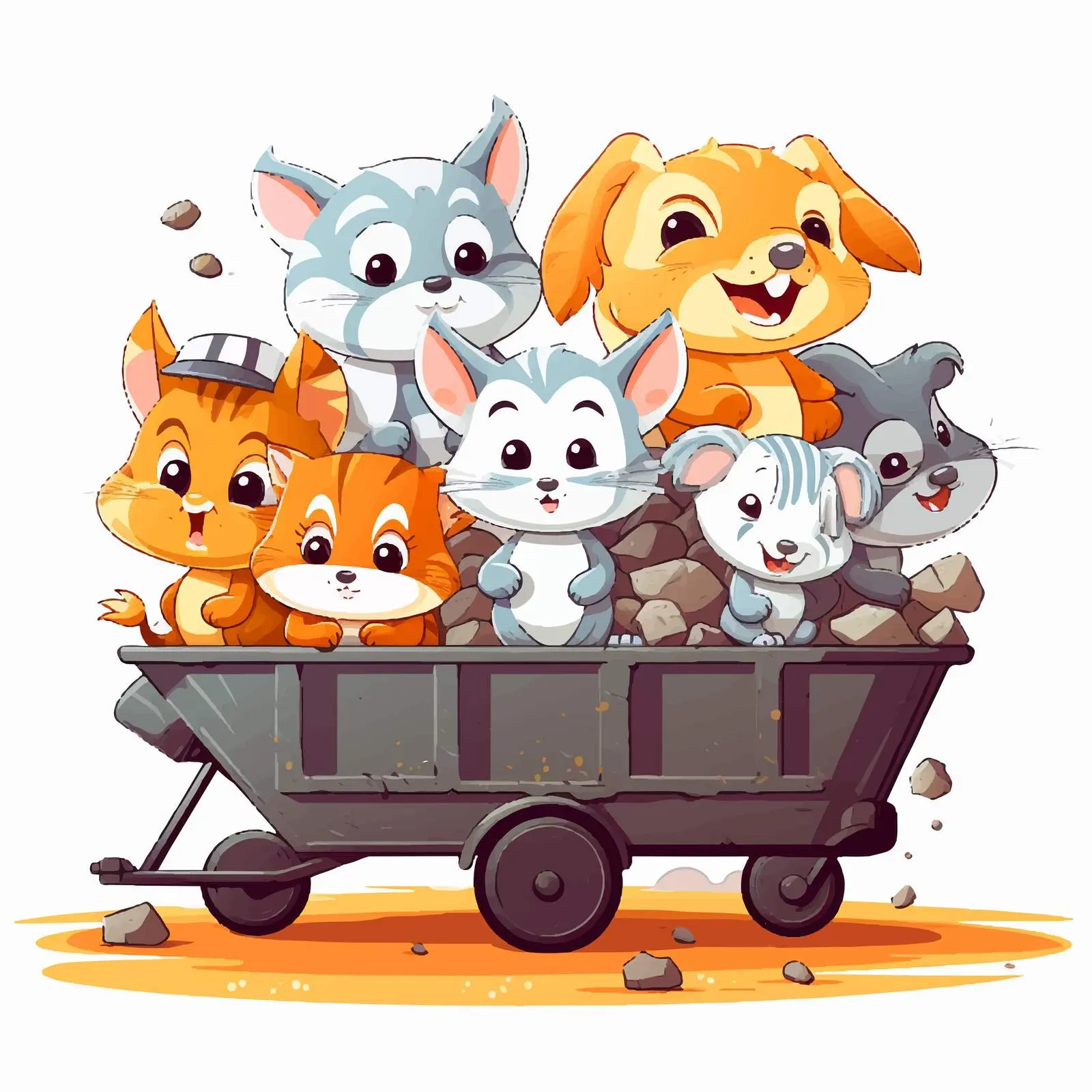Animals in Mining Carts Illustration — free download from Dotvec