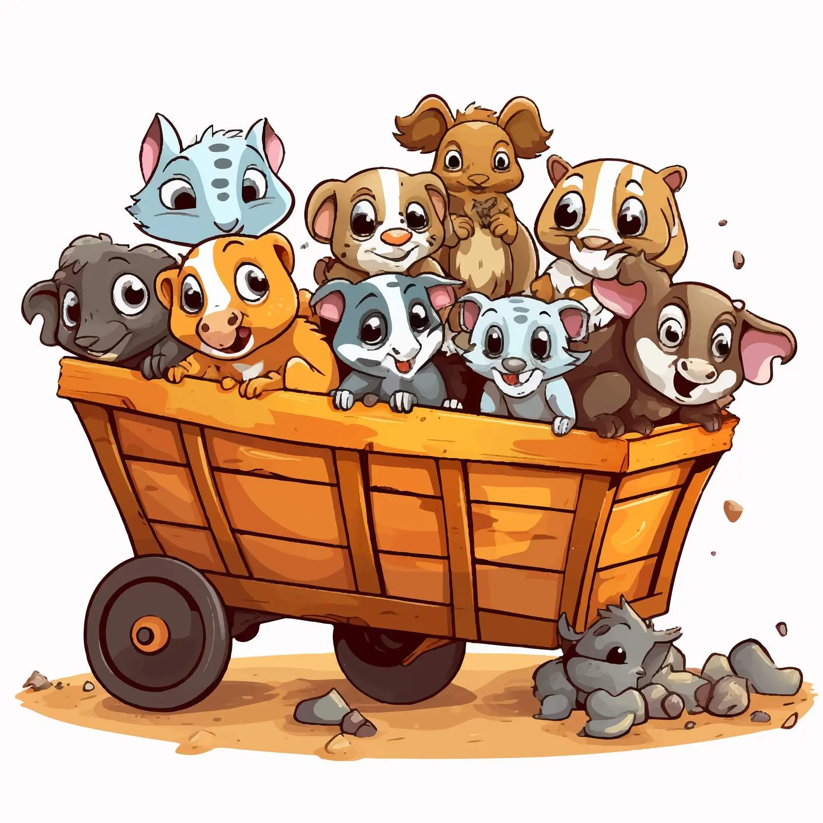 Animals in Mining Carts Illustration — free download from Dotvec