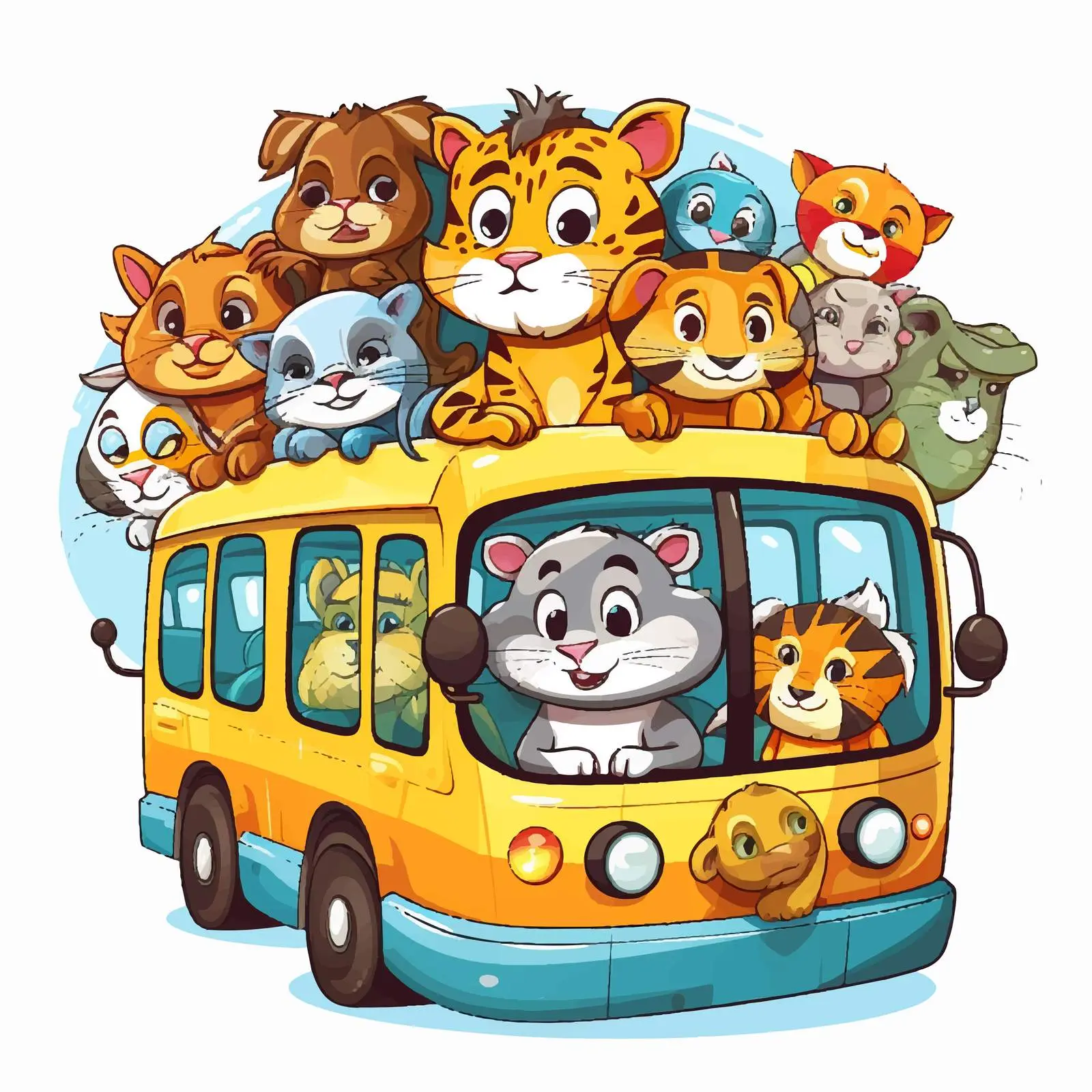 Animals on a Zoo Bus Vector Illustration — free download from Dotvec