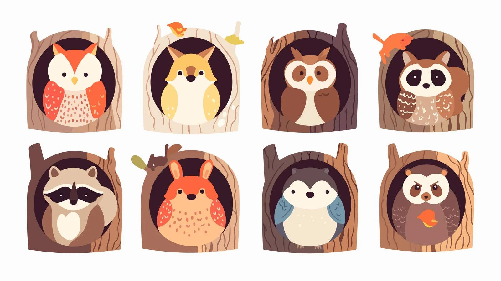 Wildlife in Hollows: Squirrel and Owl — free download from Dotvec