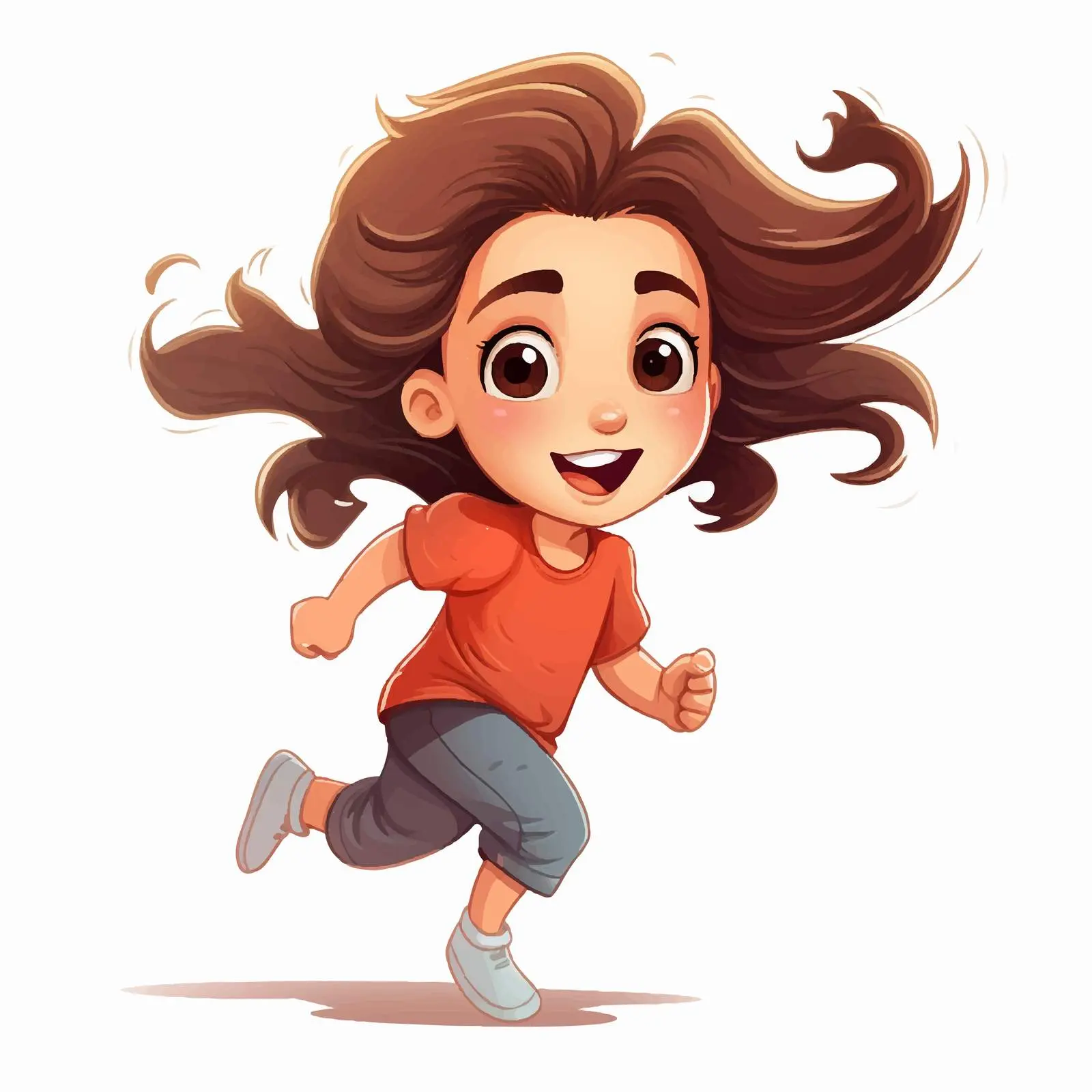 Joyful Animated Girl Running Vector Illustration — free download from Dotvec