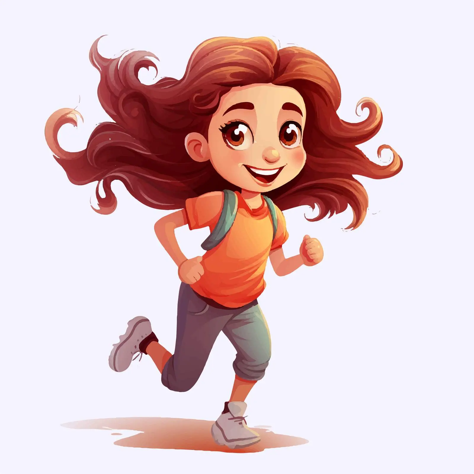 Joyful Animated Girl Running Vector Illustration – free vibrant graphics image from Dotvec