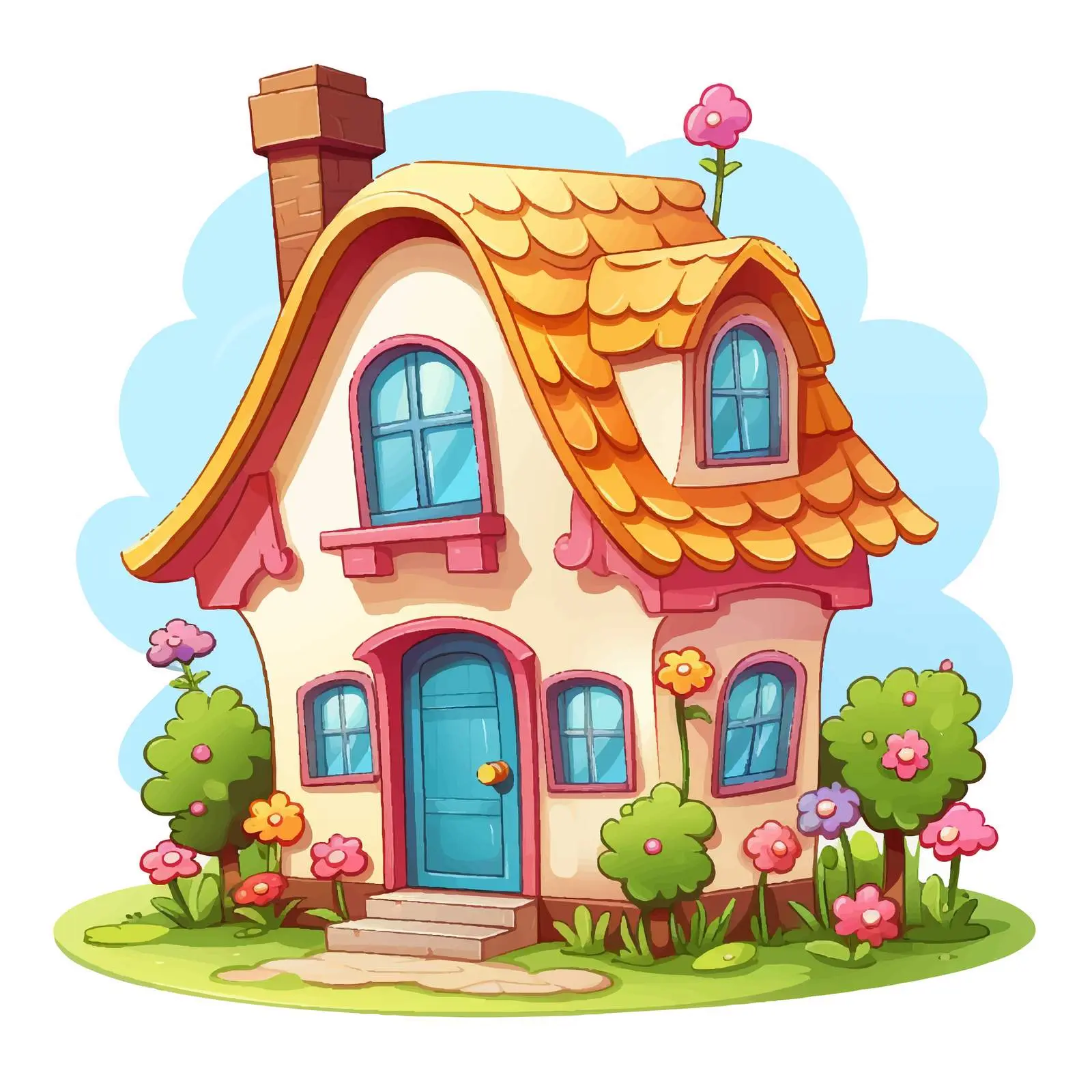 Cheerful Animated House Vector Illustration — free download from Dotvec