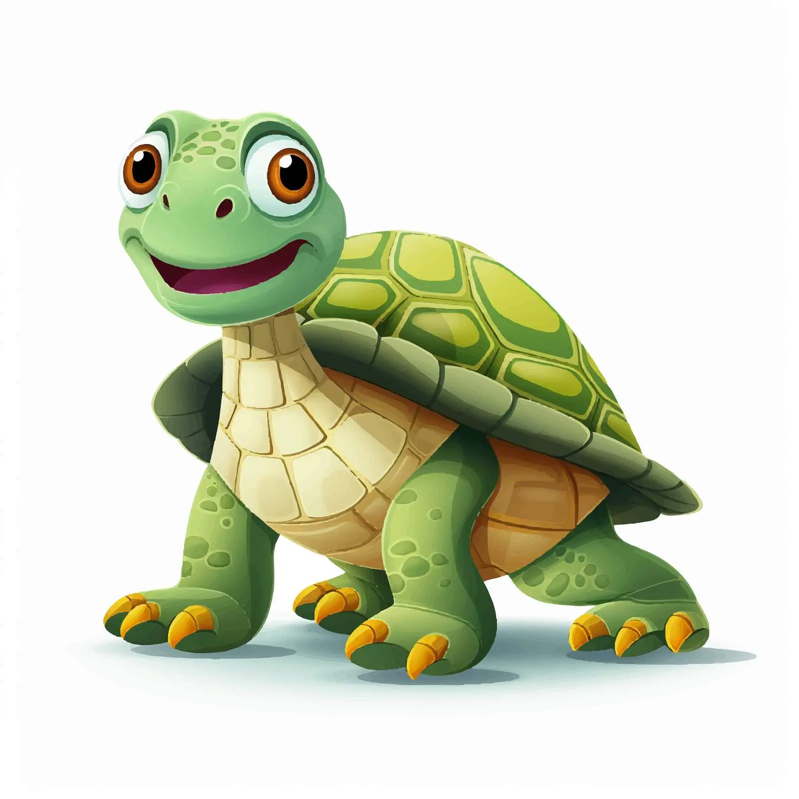 Cute Animated Turtle on White Background – free cute creature vector image from Dotvec