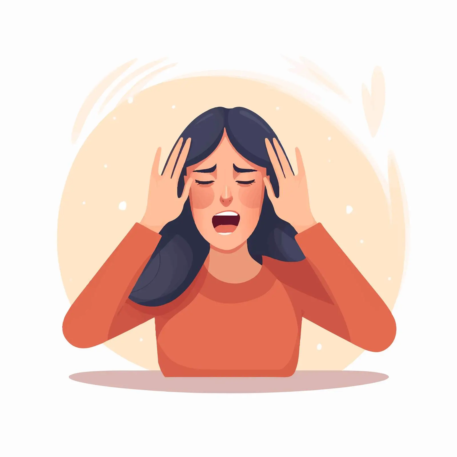 Annoyed Woman Covering Ears Illustration – free discomfort image from Dotvec