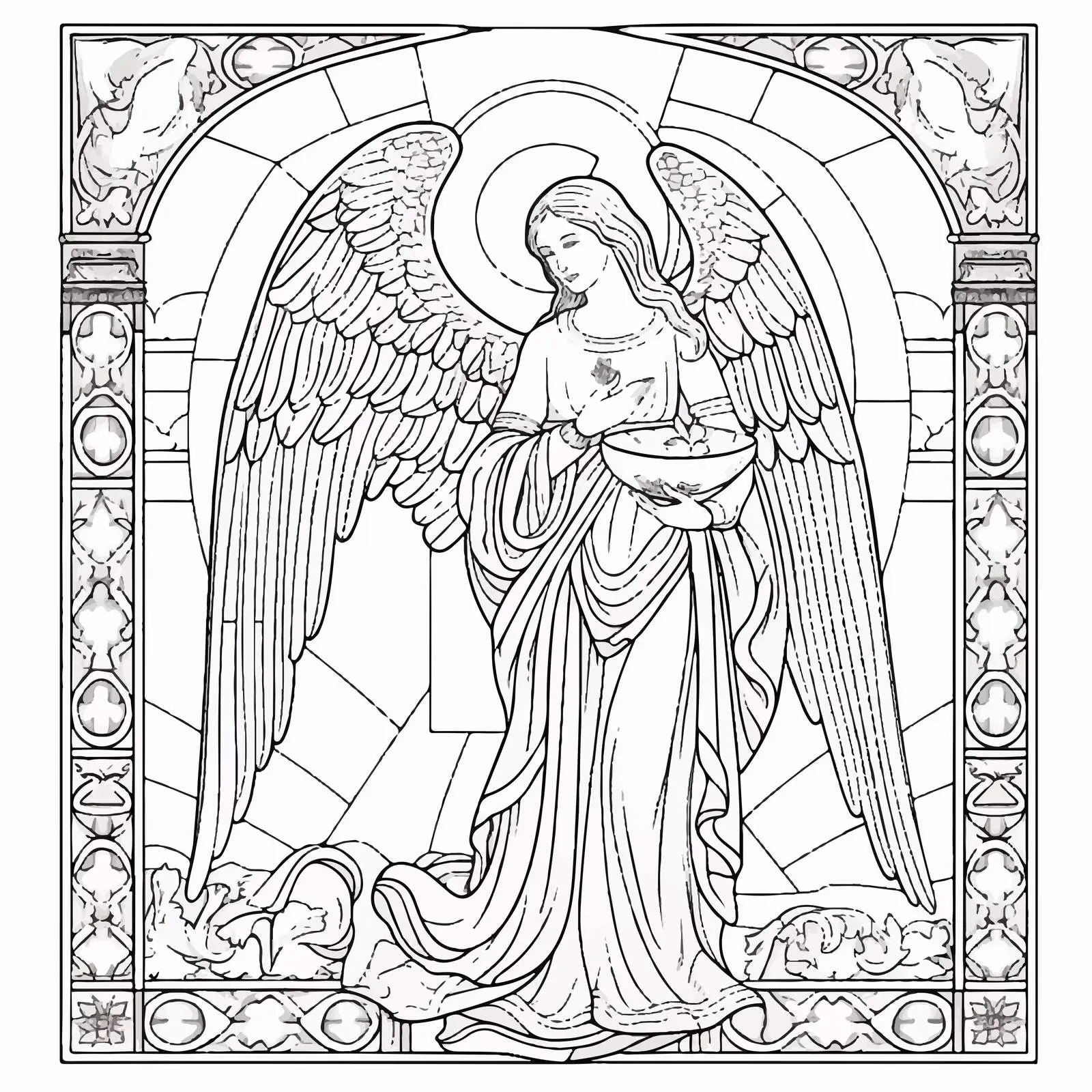 Annunciation to the Blessed Virgin Mary Coloring Page – free artistic interpretation image from Dotvec
