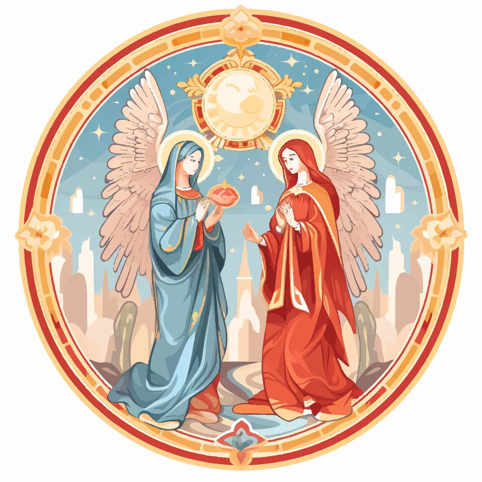 Annunciation to the Blessed Virgin Mary Illustration – free religious vector image from Dotvec