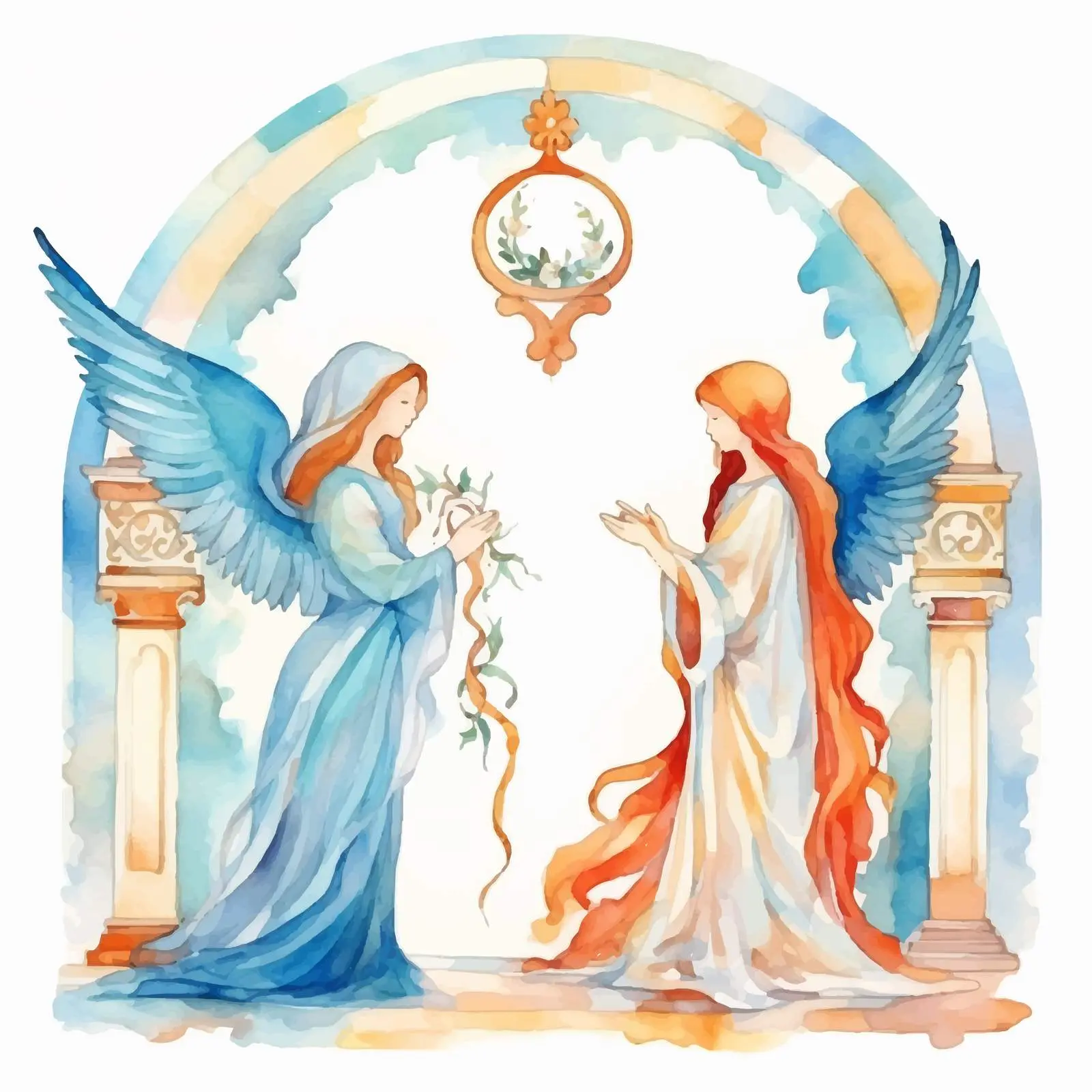 Annunciation to the Blessed Virgin Mary Watercolor — free download from Dotvec