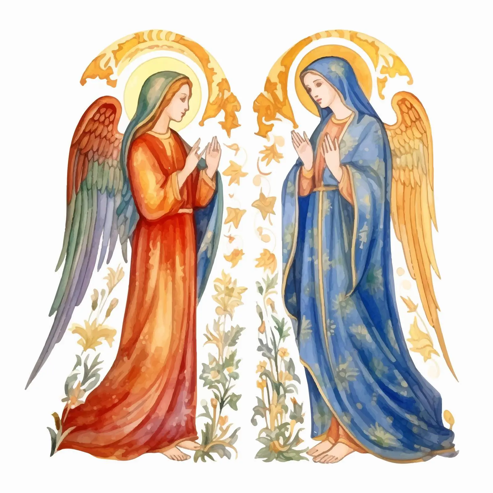 Annunciation to the Blessed Virgin Mary Watercolor – free religious artwork image from Dotvec