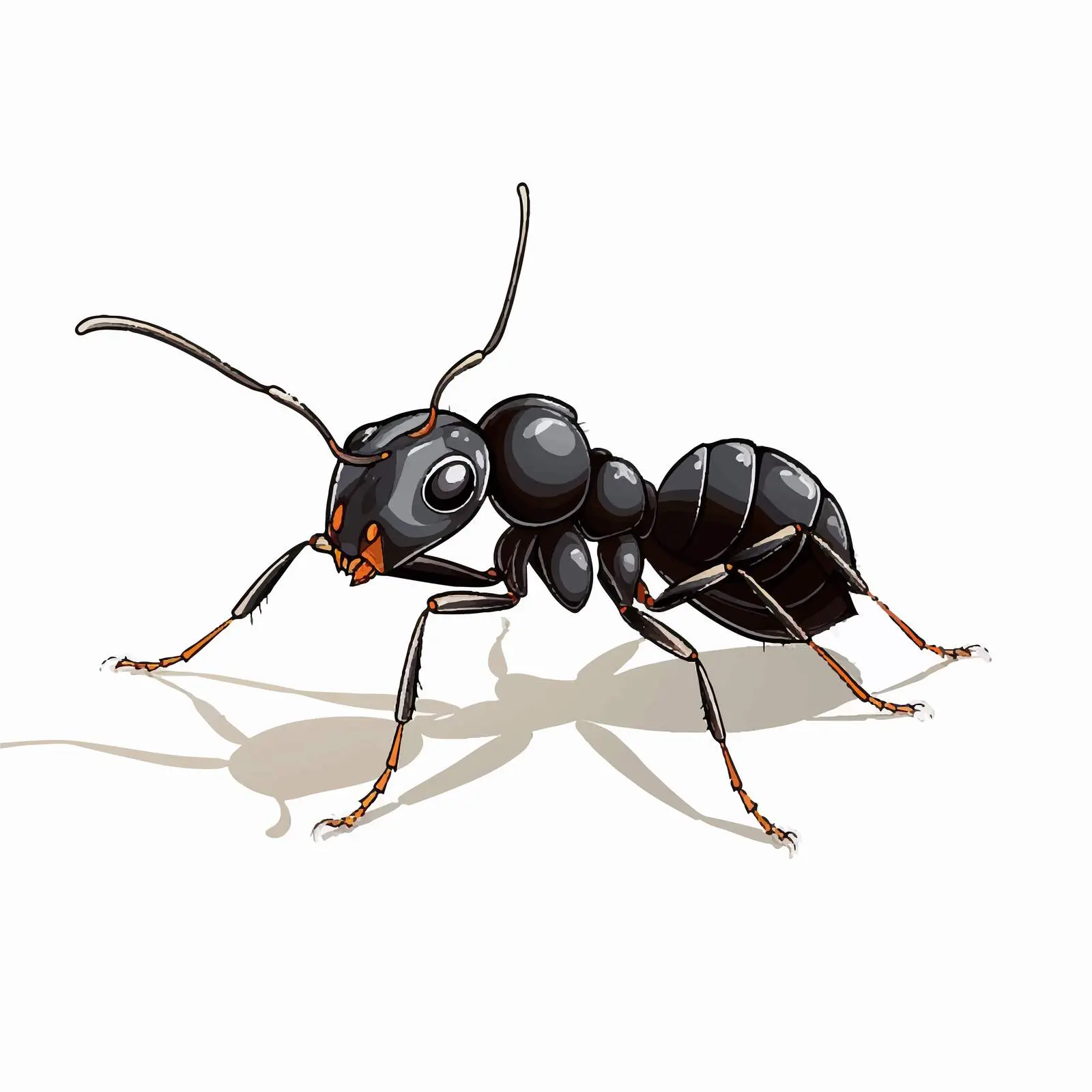Cartoon Ant Vector Illustration on White Background – free insect vector image from Dotvec