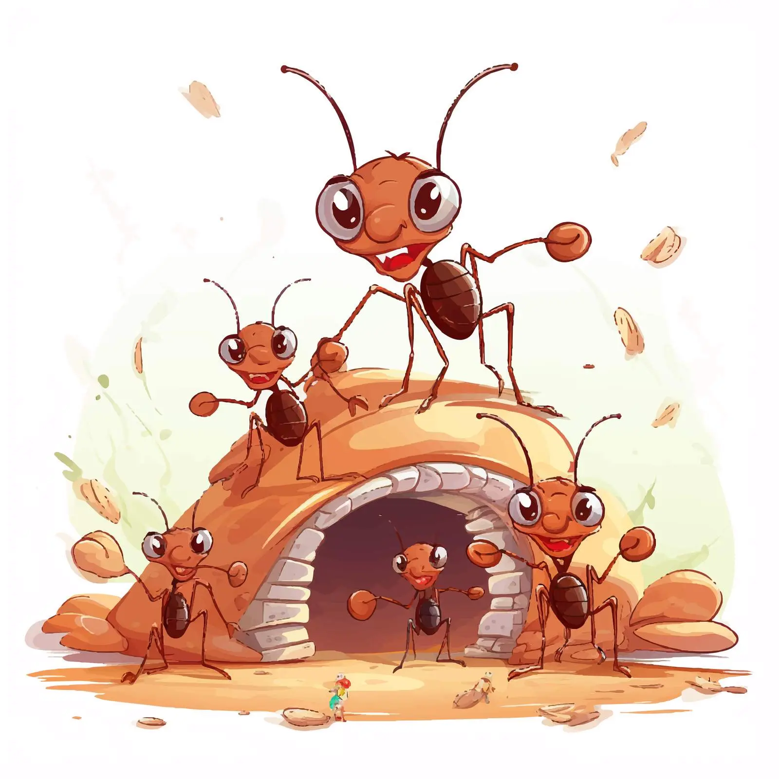 Cute Ant Family Cartoon Illustration at Home — free download from Dotvec