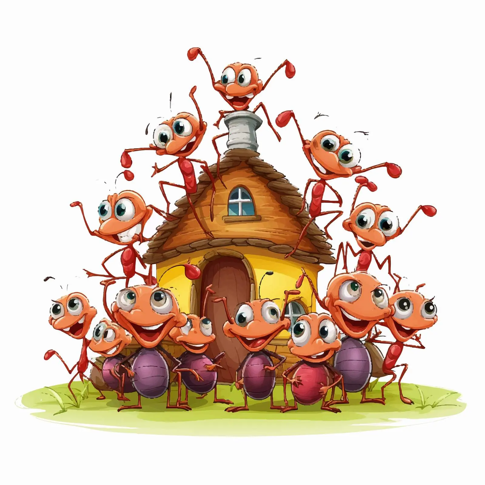 Cartoon Ant Family at Home Illustration — free download from Dotvec