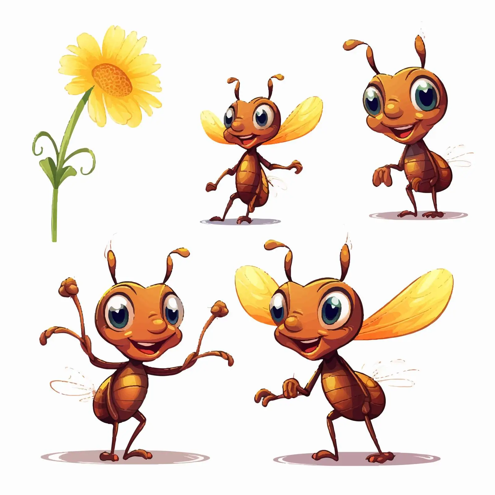 Ant Holding Flower Vector Illustration Set — free download from Dotvec