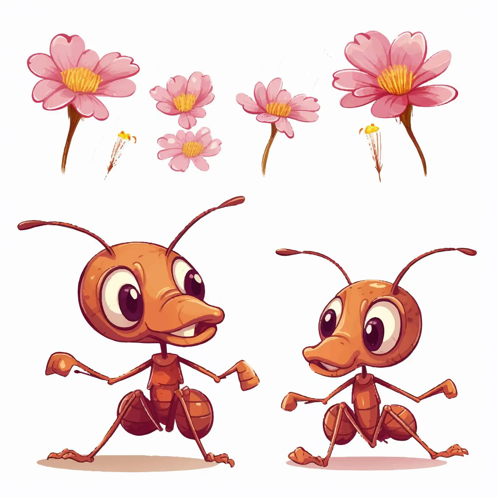Ant Holding Flower Cartoon Vector Illustration — free download from Dotvec