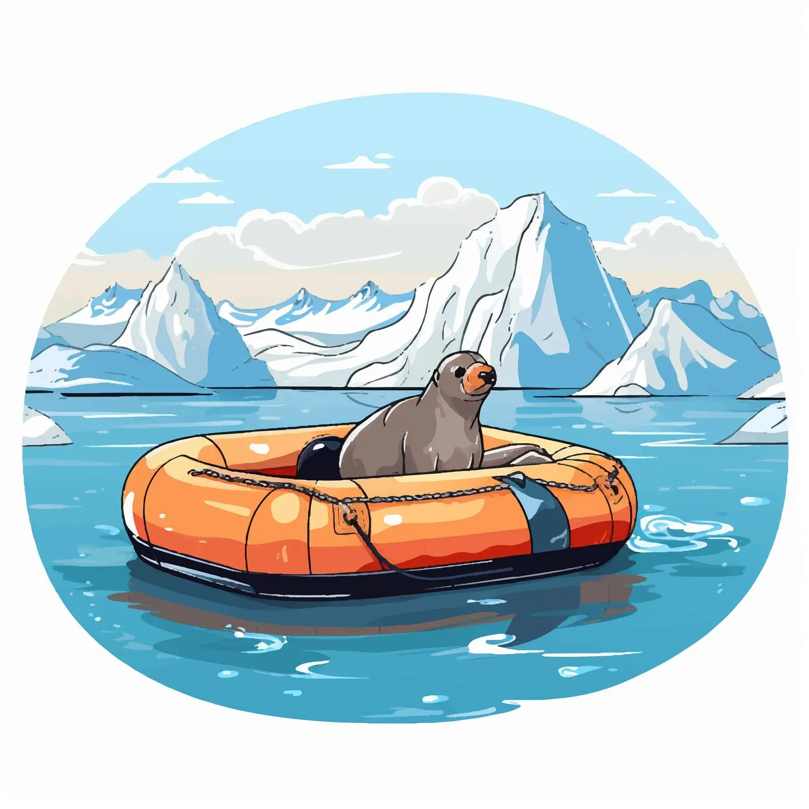 Antarctica Landscape with Seal in Inflatable Boat — free download from Dotvec