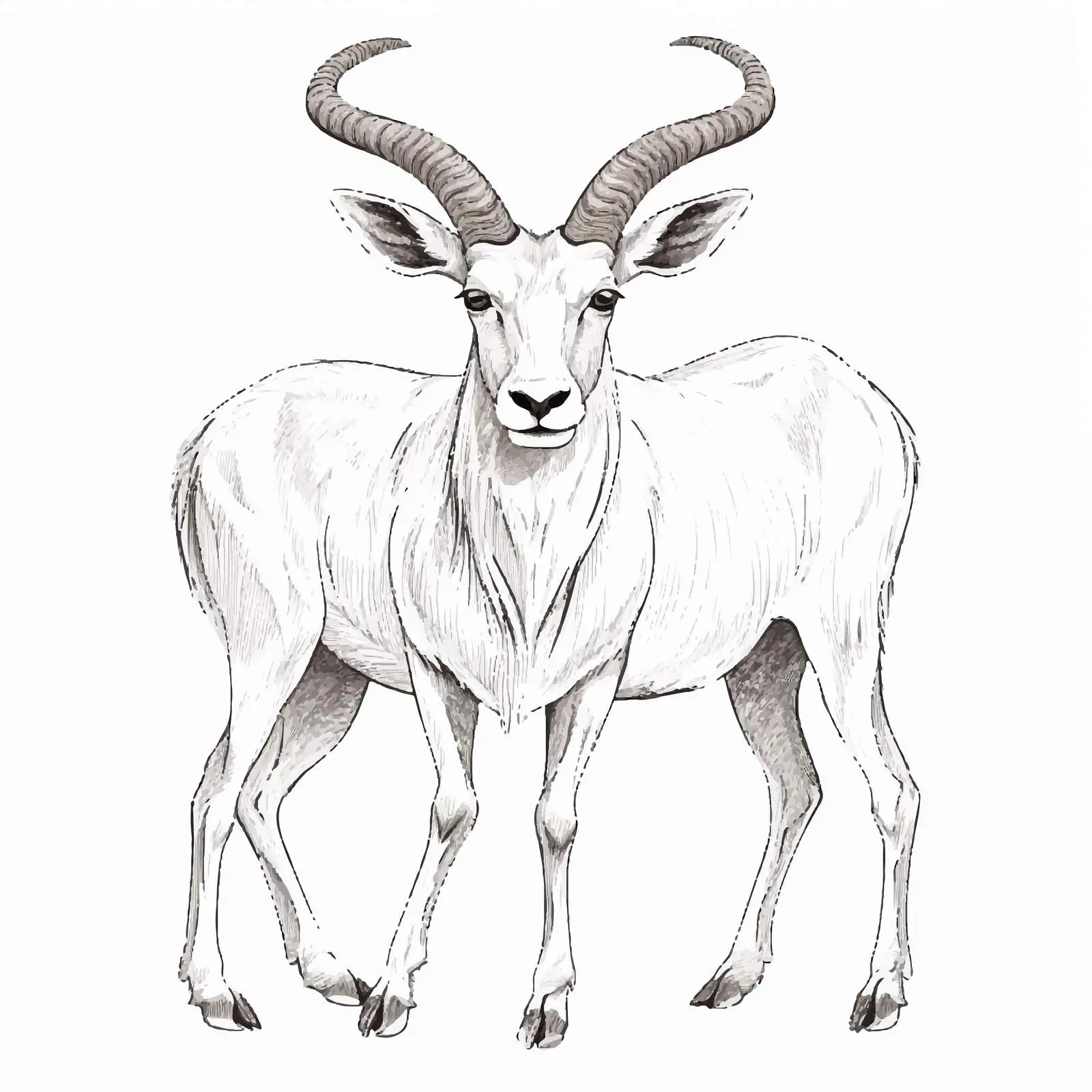 Antelope Sketch Vector Illustration on White Background – free wild animals image from Dotvec