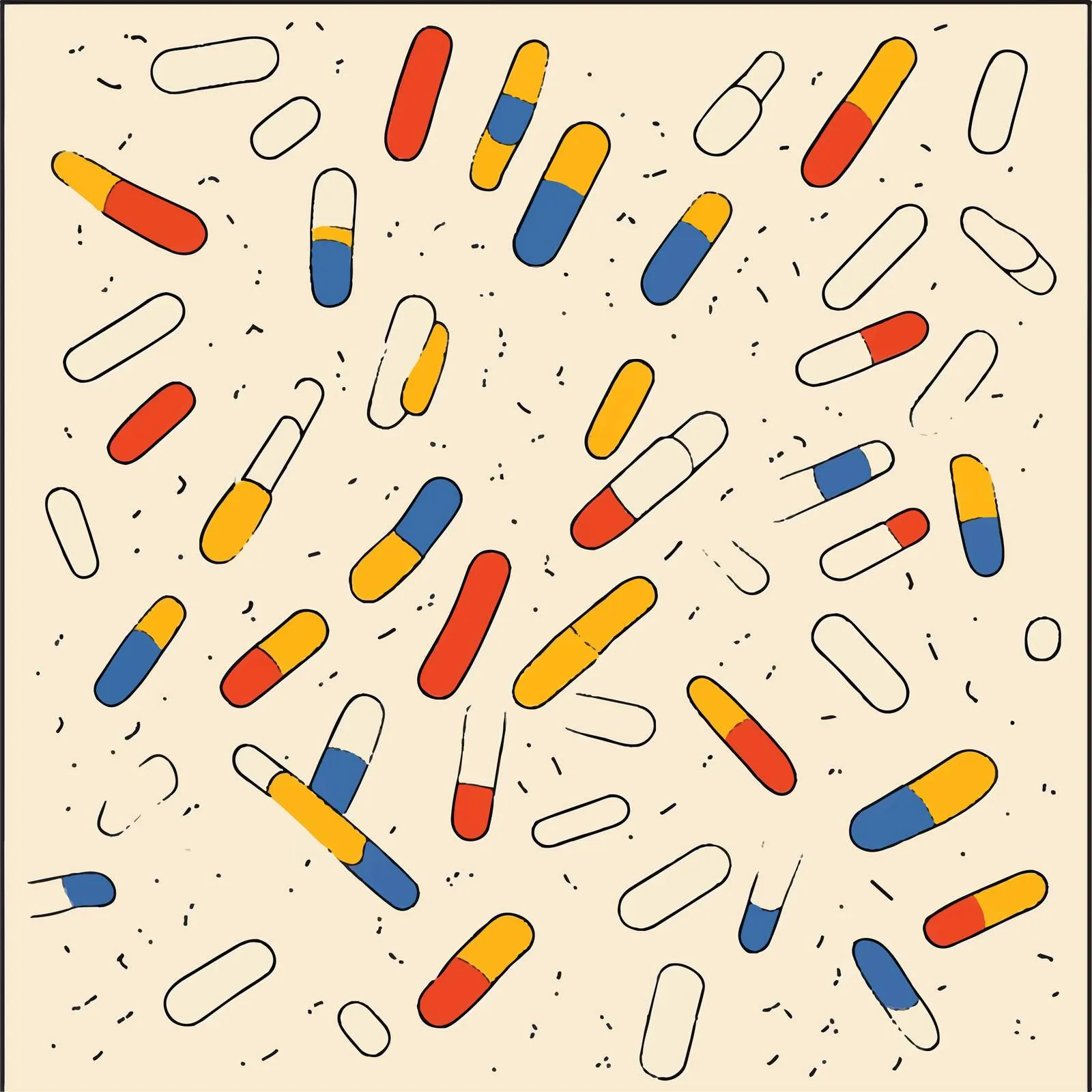 Falling Antibiotic Pill Capsules Vector Illustration — free download from Dotvec