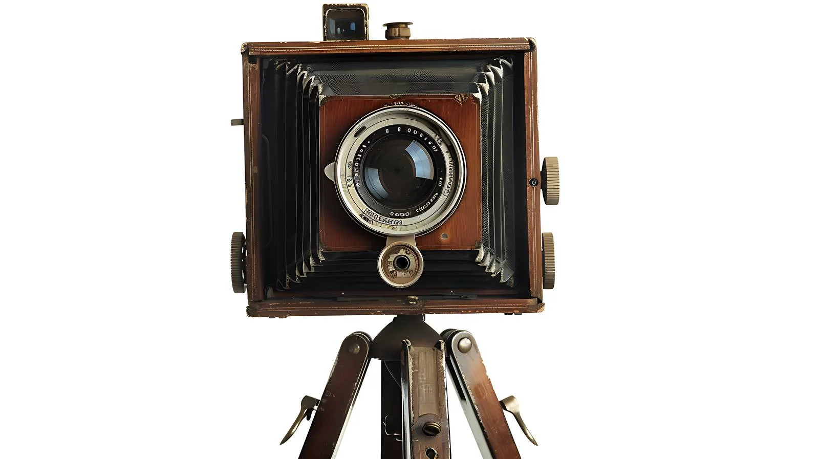 Vintage Bellows Camera Front View Close-Up — free download from Dotvec