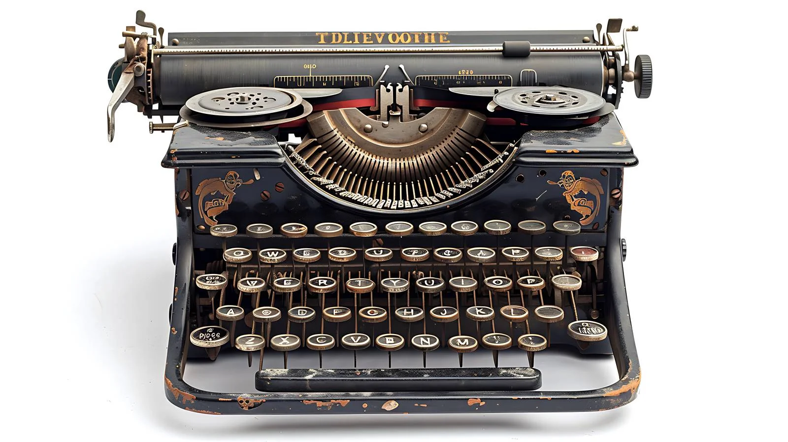 Vintage Black Typewriter Front View on White — free download from Dotvec
